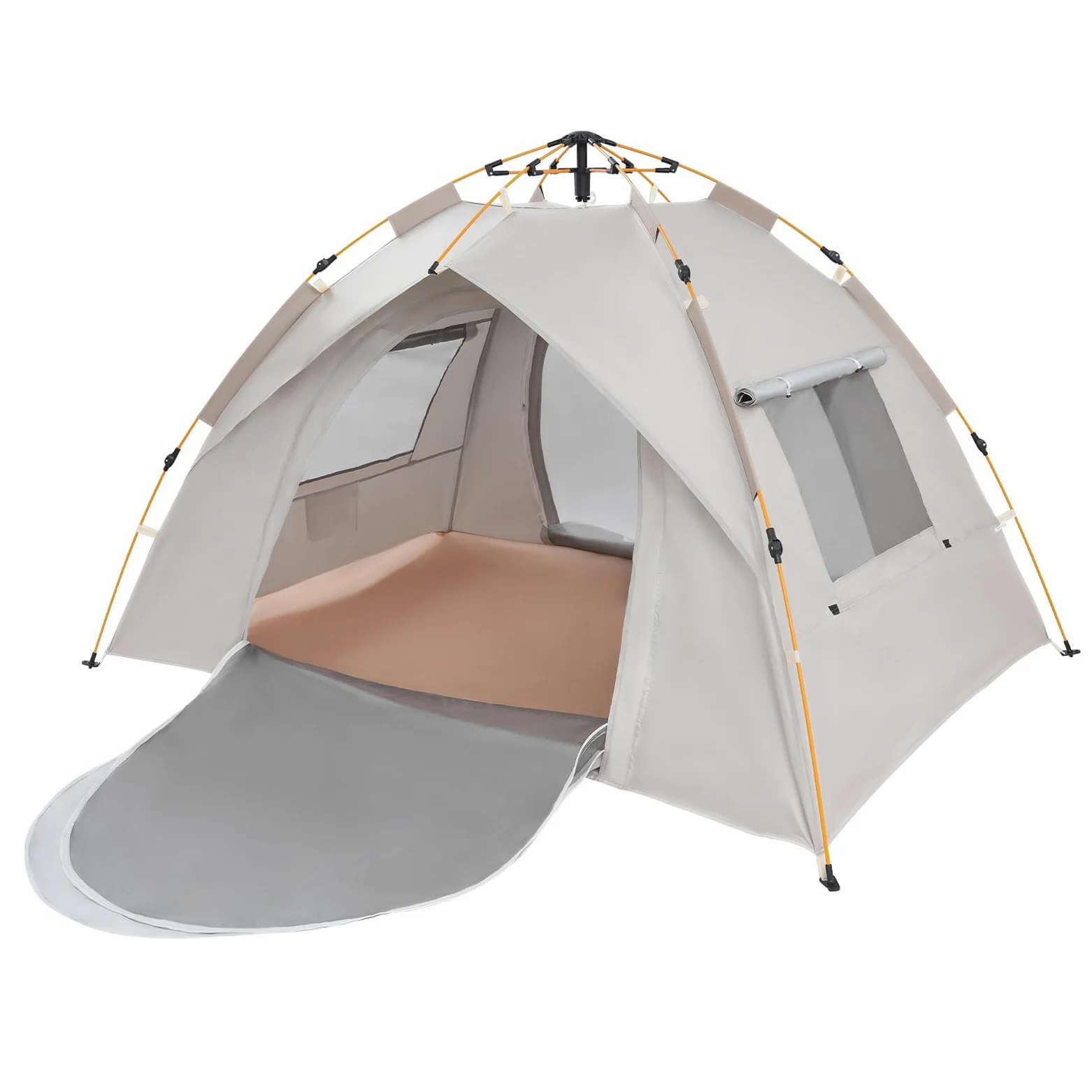 Tienda de campaña instantánea para 3 personas, tienda de campaña con 2 ventanas de malla y bolsa de transporte, tienda de campaña familiar domo impermeable y resistente al viento para camping familiar