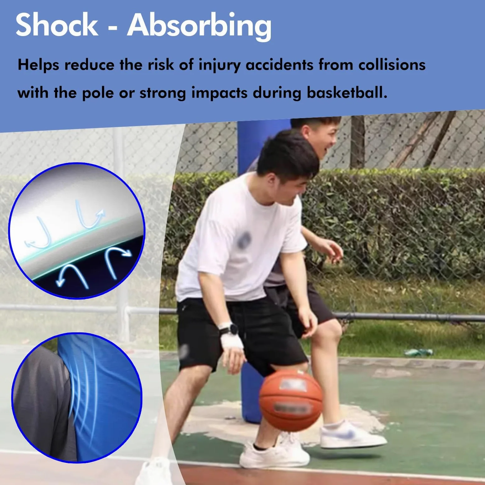 Acolchado para postes redondos de metal, cojín protector de aro de baloncesto de seguridad, para sótano, parque infantil, gimnasio, garaje