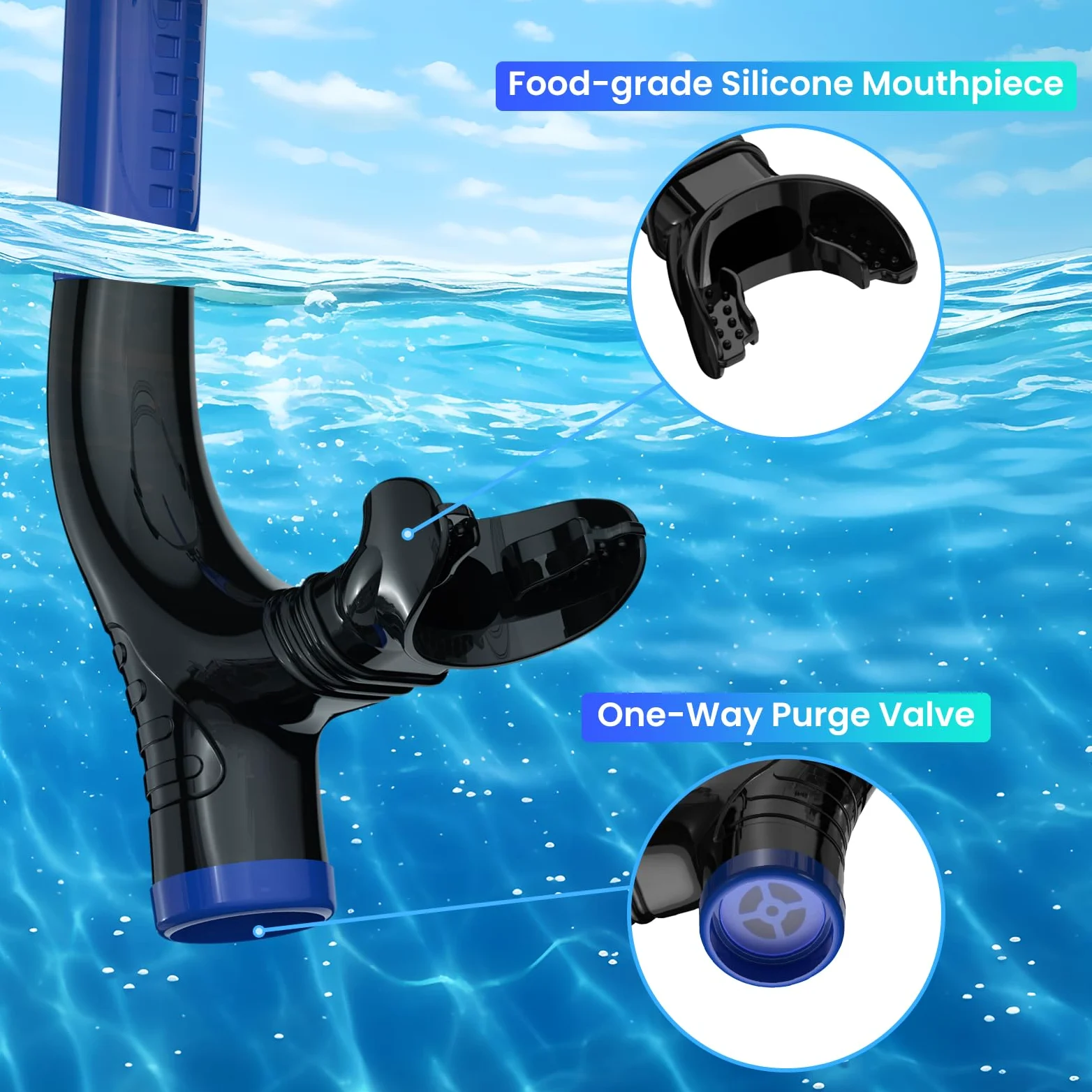 Snorkel Lap Natación Nadador Entrenamiento Buceo Snorkeling para Piscina Aguas Abiertas, Azul