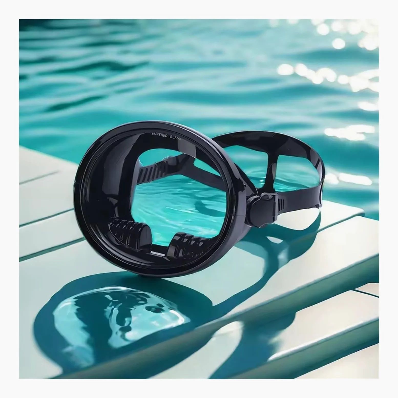 Genérico Máscara de Buceo Ovalada for Adultos, máscara de Pesca submarina, Gafas de Buceo panorámicas de Estilo Retro clásico con Lentes de Vidrio Templado