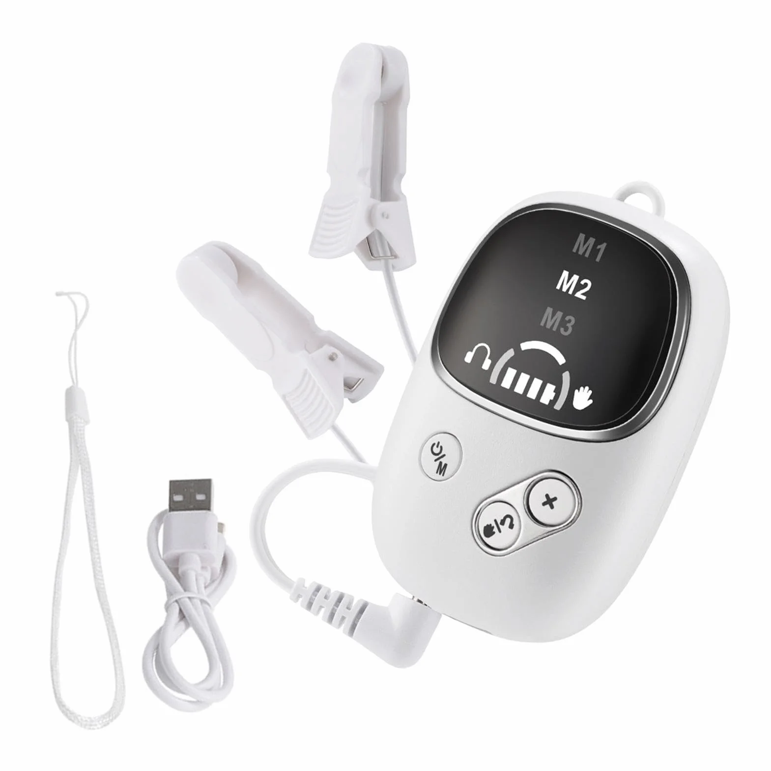 Máquina de relajación portátil de acero inoxidable ABS con clip para la oreja, 7 x 4,5 x 2 cm
