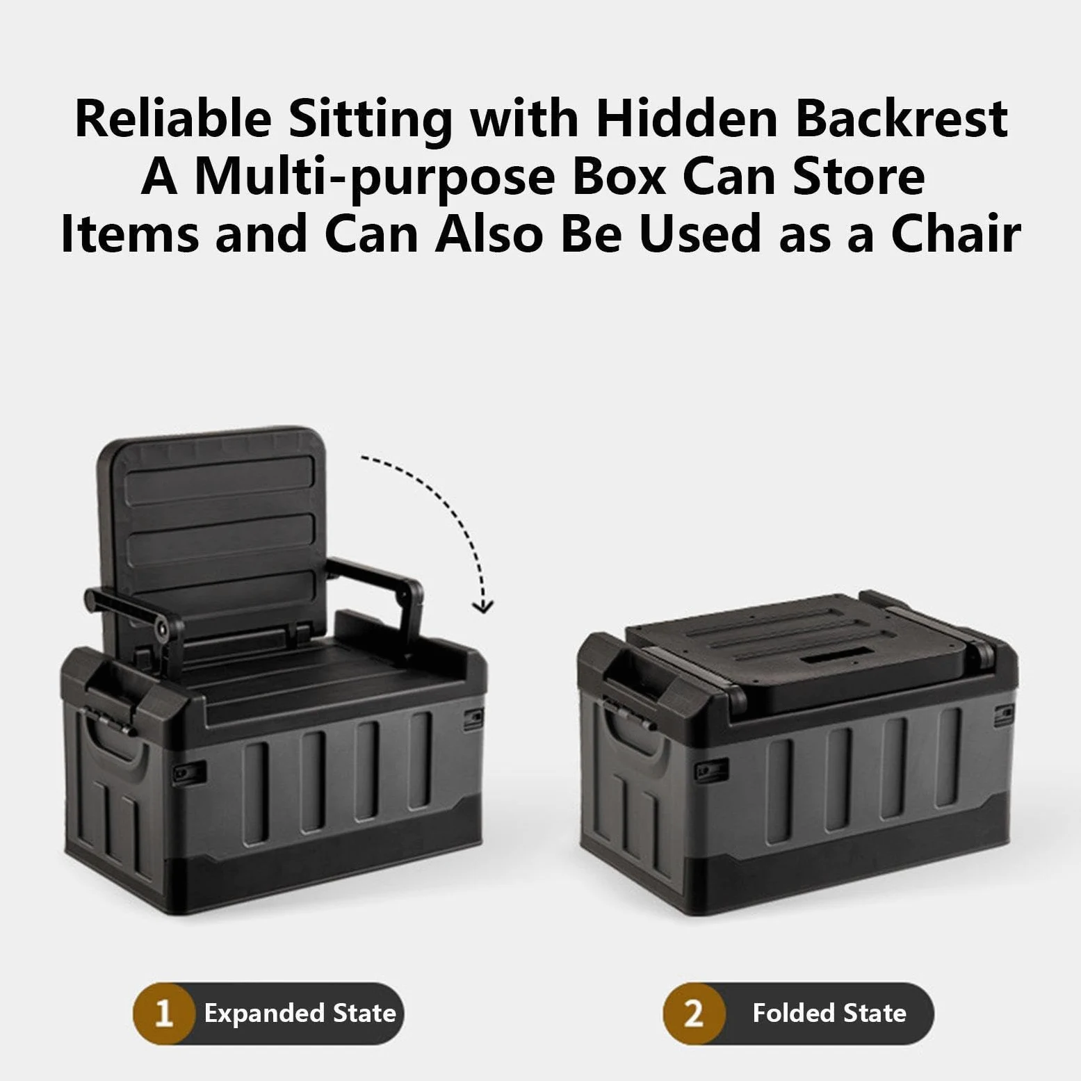 Caja de aparejos de pesca para coche, asiento plegable 3 en 1 y bandejas de almacenamiento de doble capa, organizador de almacenamiento de gran capacidad para equipo, herramientas y accesorios