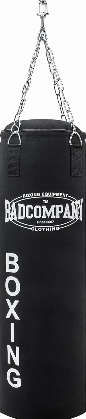 Bad Company Saco de boxeo con cadena de acero resistente, relleno y sin relleno, 80 x 30 cm, 100 x 30 cm