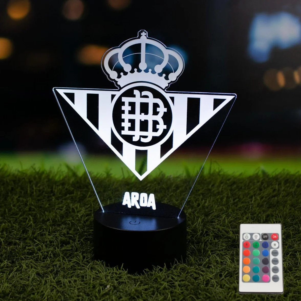 Lámpara LED Personalizada Betis Escudo con Luz Regalo Original Fútbol