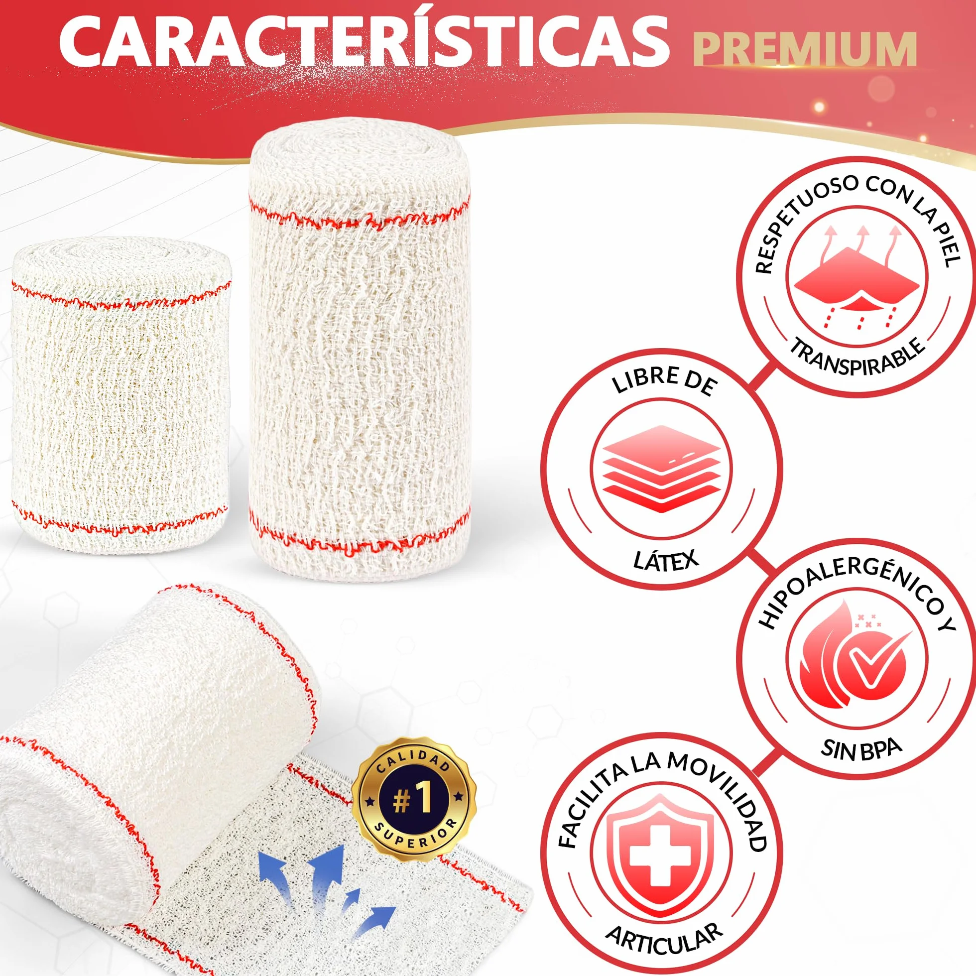 Vendas Elasticas Crepe Sin Latex 10x10cm 3 Unidades