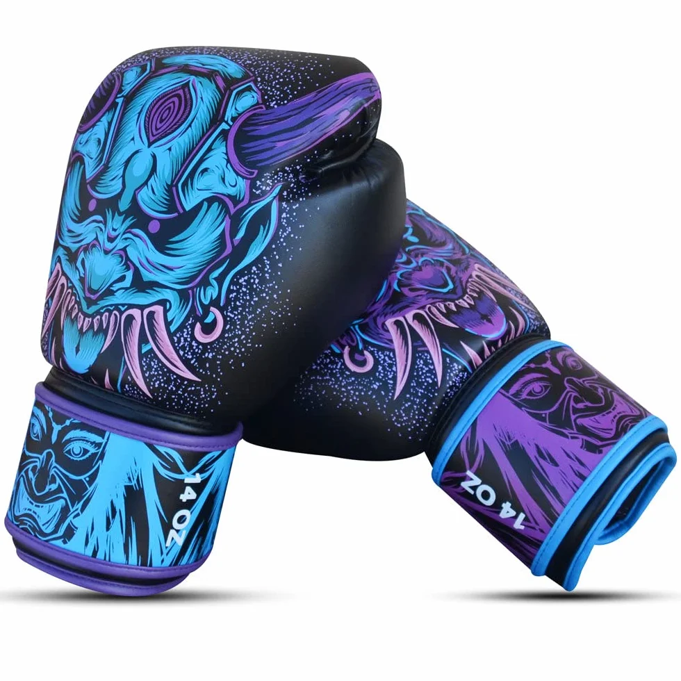 Buddha Fight Wear Guantes de Boxeo Fantasy Luzbel Muay Thai Kick Boxing Piel Sintética Costura Reforzada