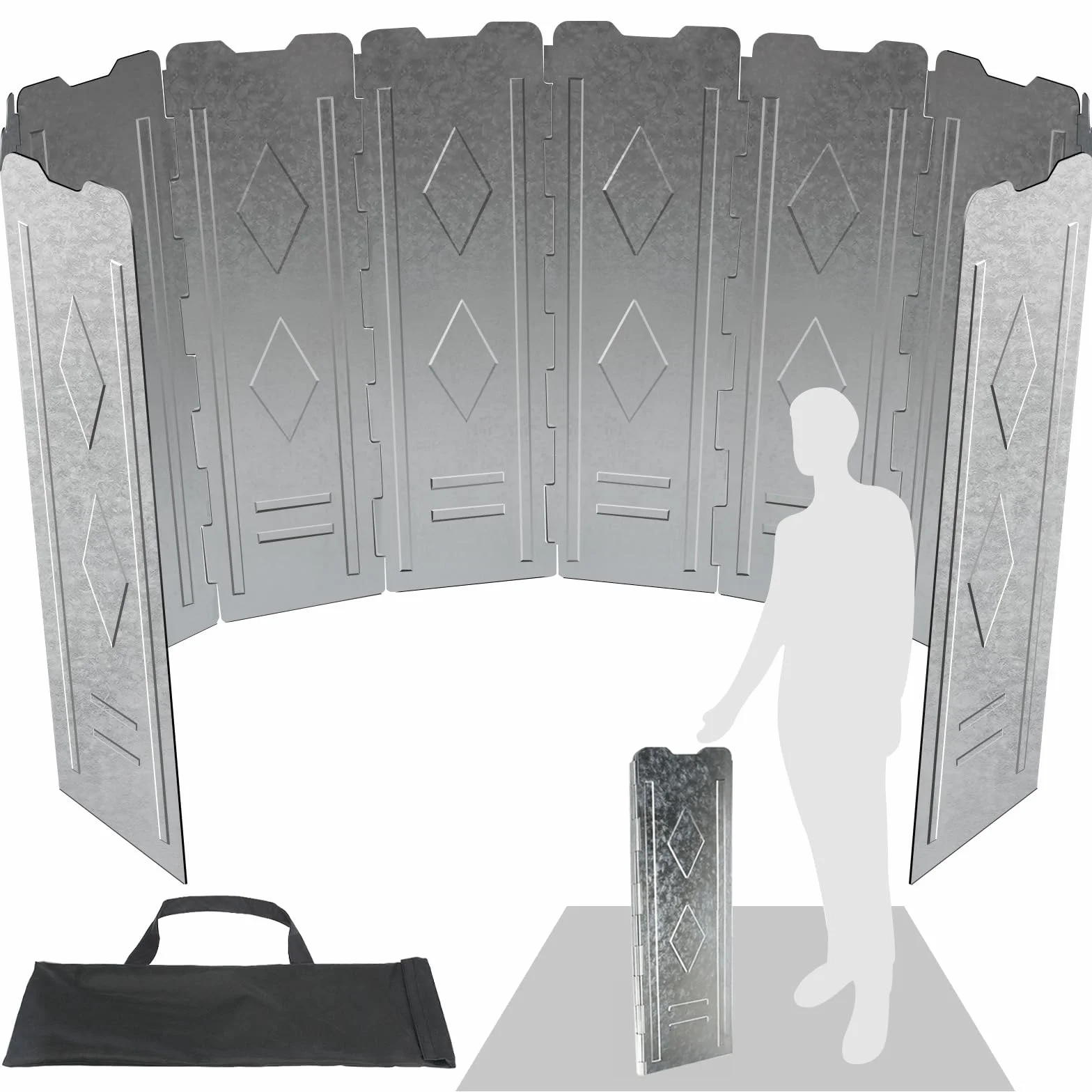 Drado Placas Parabrisas Plegable de Aluminio, Estufa de Gas Escudo Pantalla,Aire Libre Parabrisas para Camping, Cocina al Aire Libre, Camping, 150cm