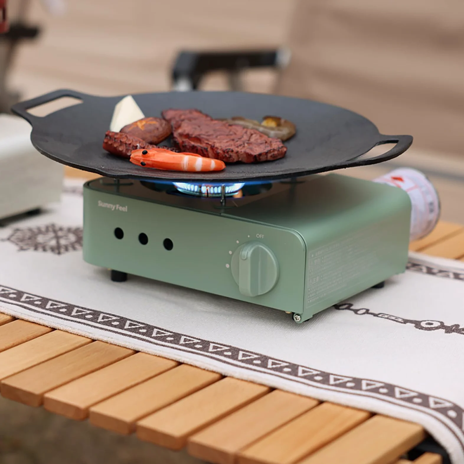 Estufa de camping portátil, cocina de gas de 2100 W con funda de transporte, equipo de cocina para mochileros al aire libre para camping, senderismo, barbacoa, picnic
