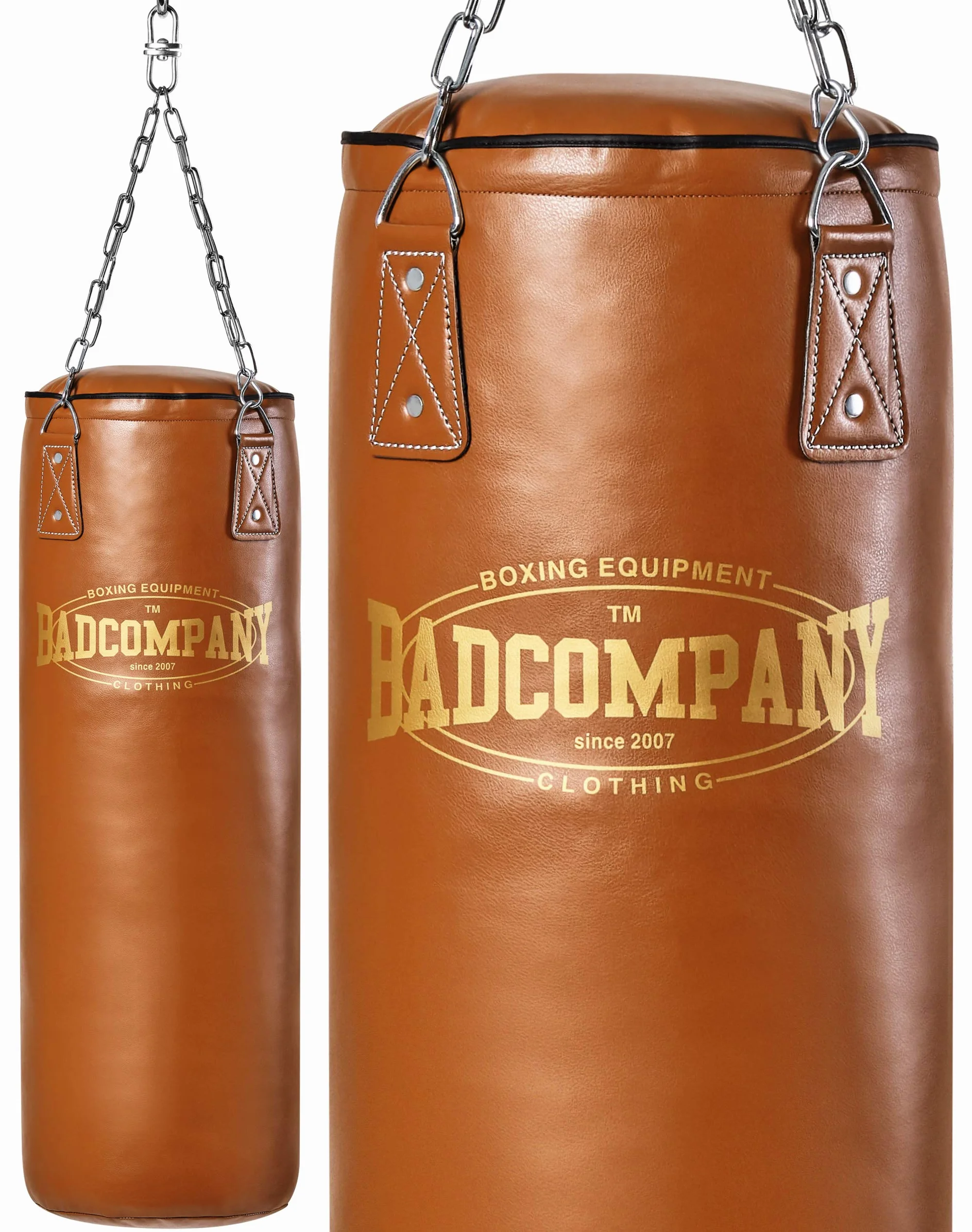 Bad Company Saco de boxeo retro, saco de boxeo sin relleno, incluye cadena de acero Heavy Duty de cuatro sujeciones - 180 x 35 cm