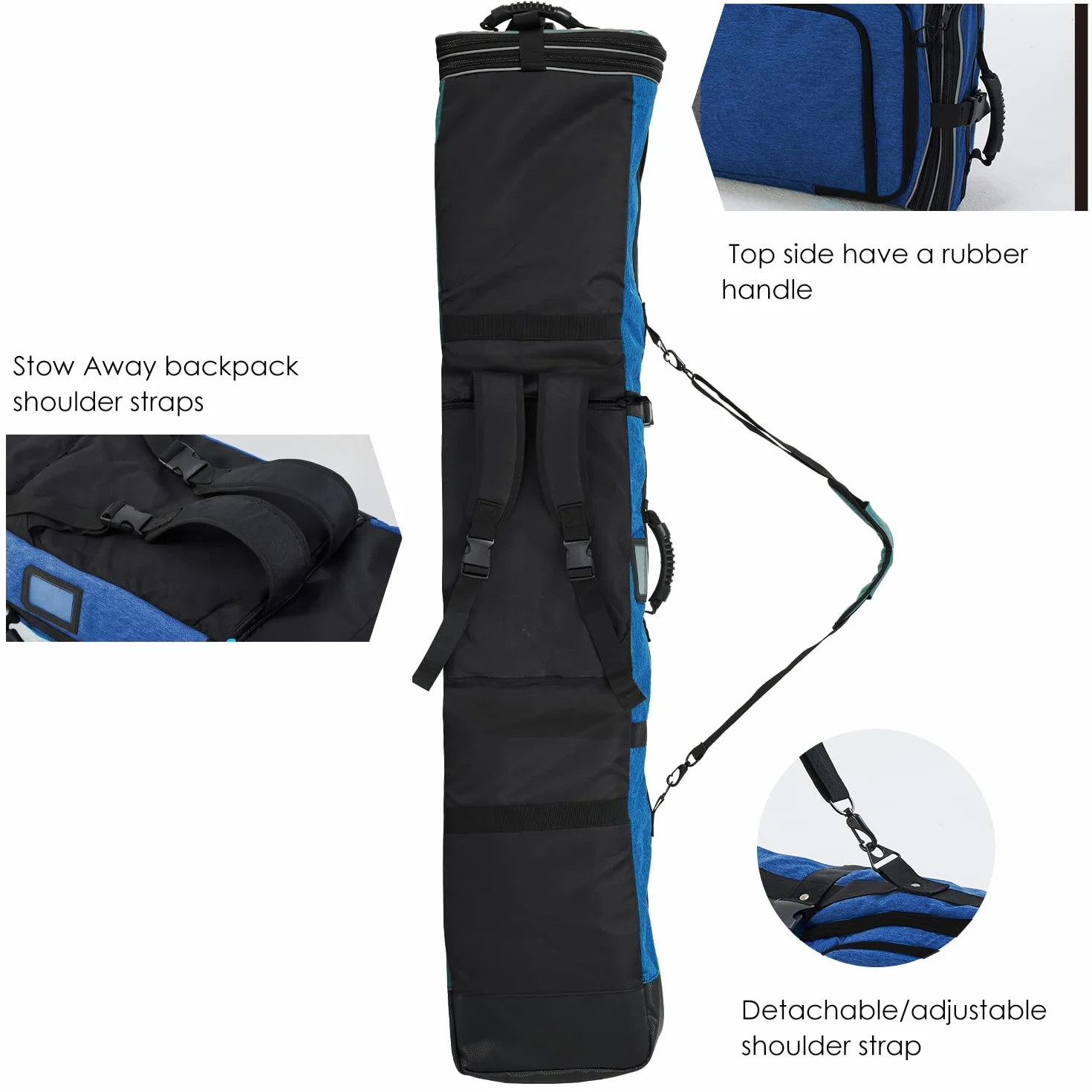 XCMAN Bolsa acolchada snowboard ajustable 160-190 cm viaje avión