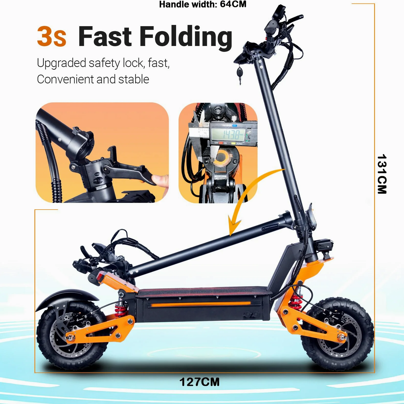 Patinete Electrico Adultos Todoterreno Scooter Eléctrico Rápido Motor Doble 11 Pulgadas Acelerador de Pulgar Neumáticos sin Cámara 60V38AH Batería de Litio Carga máxima 200 KG