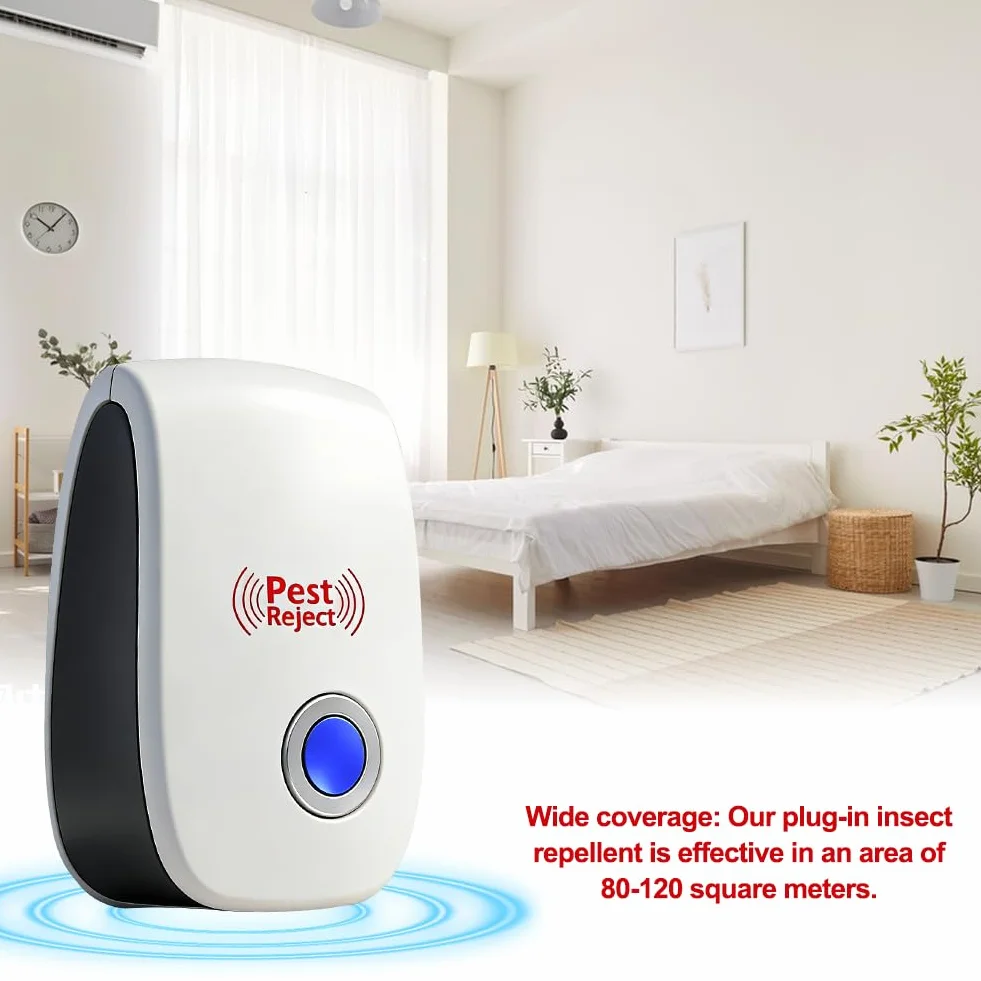 Repelente Ultrasónico de Plagas 4 Piezas, Electrónico para Mosquitos, Ratas, Cucarachas, Ratones, Insectos