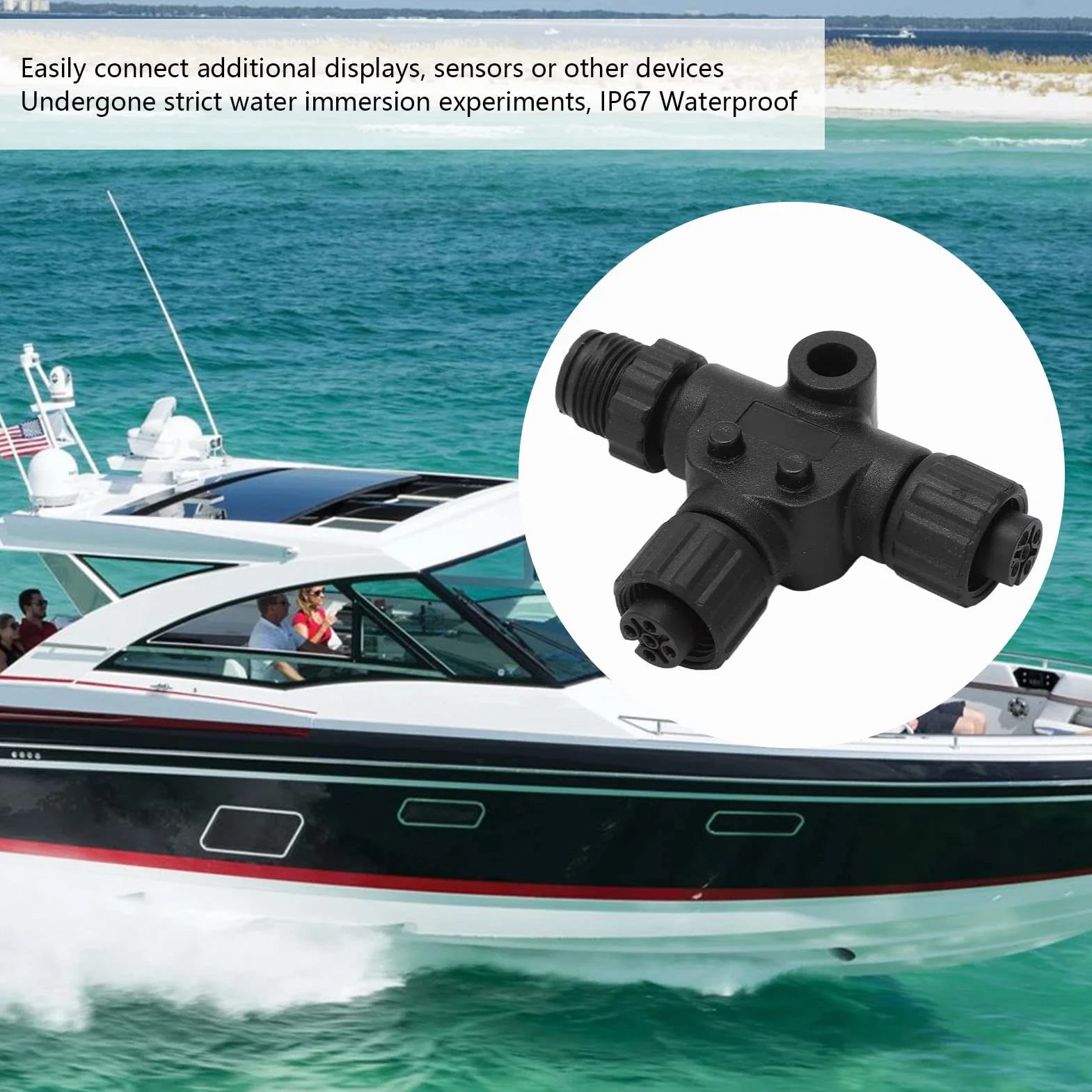lyrlody Conector en T NMEA 2000, Rosca M12 de 5 Pines IP67 Resistente Al Agua Fabricado en Metal ABS, para Redes Lowrance Simrad B G Navico