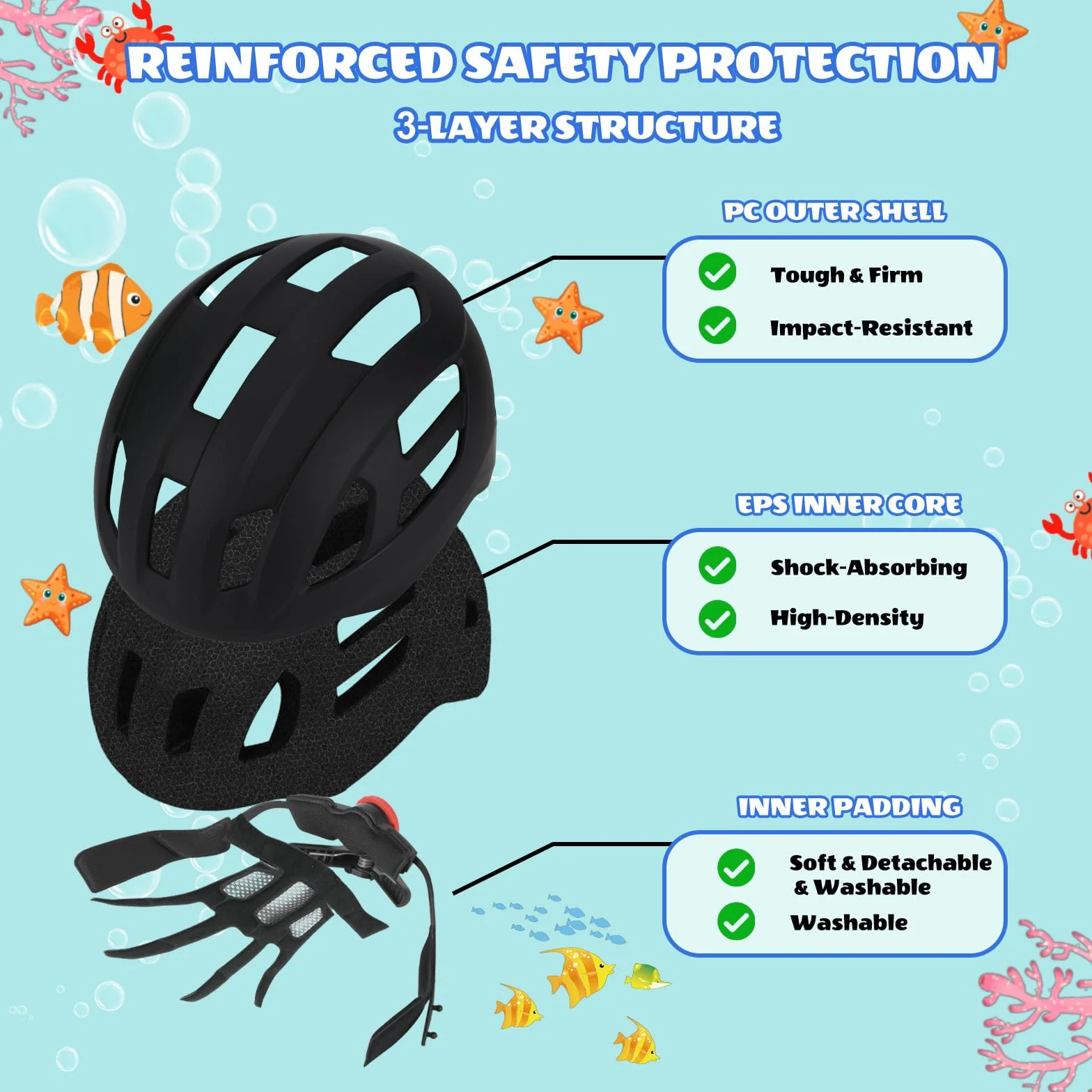 Casco de Bicicleta con luz Trasera para niños niñas y Adolescentes, luz Trasera Recargable de Seguridad, Ligeros y Talla Ajustables Cascos Infantil para múltiples Deportes