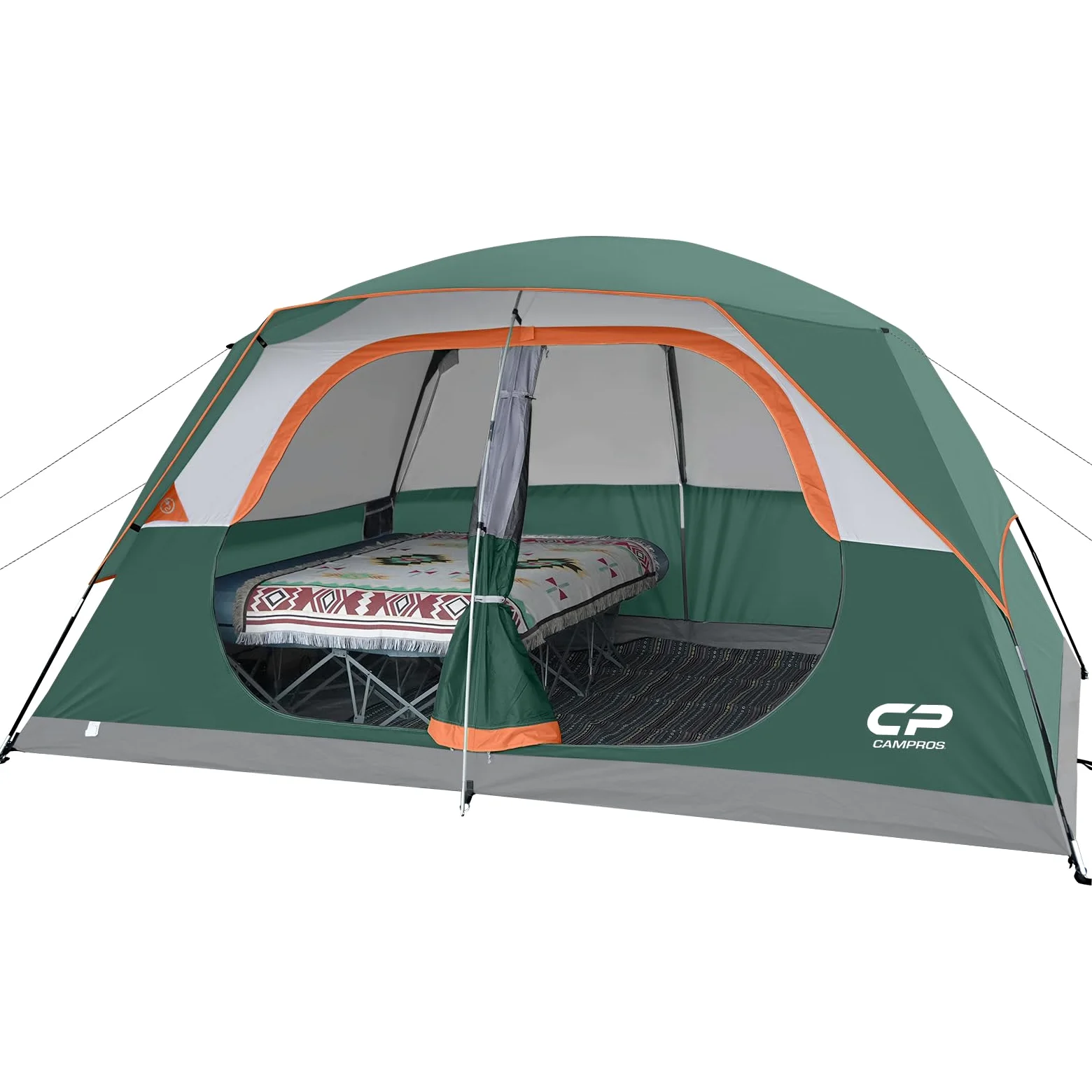 CAMPROS CP Tienda de Camping 6-8 Personas, Tienda Familiar Grande Impermeable y Resistente al Viento, Tienda Domo Doble Capa con Ventanas de Malla, Montaje Rápido, 4 Estaciones con Doble Techo y Bolsa