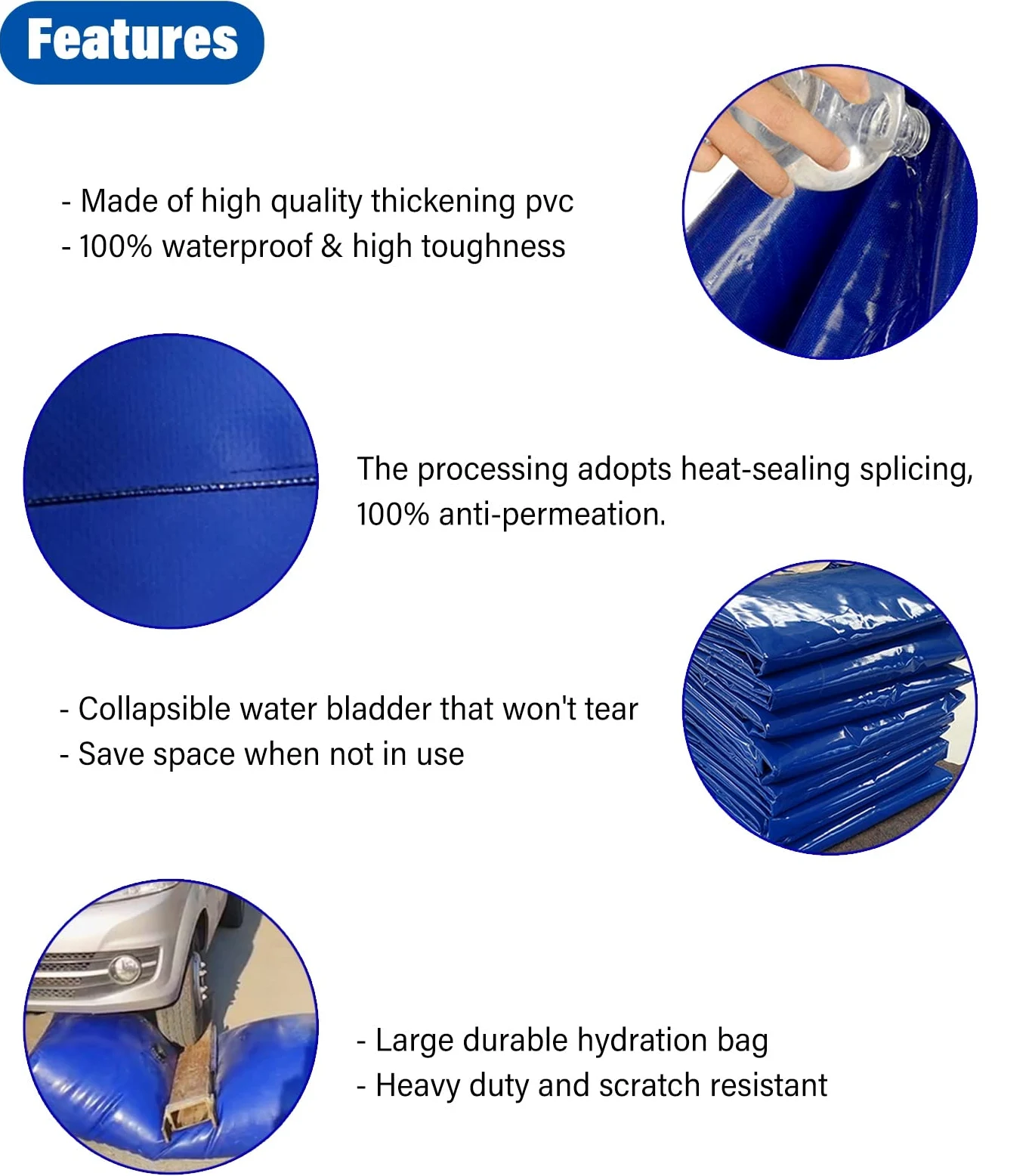 Depósito de agua plegable de gran capacidad, bolsa flexible de recogida de agua para acampar al aire libre, jardín, caravana, rectangular, cubo, bolsa de tanque de agua portátil