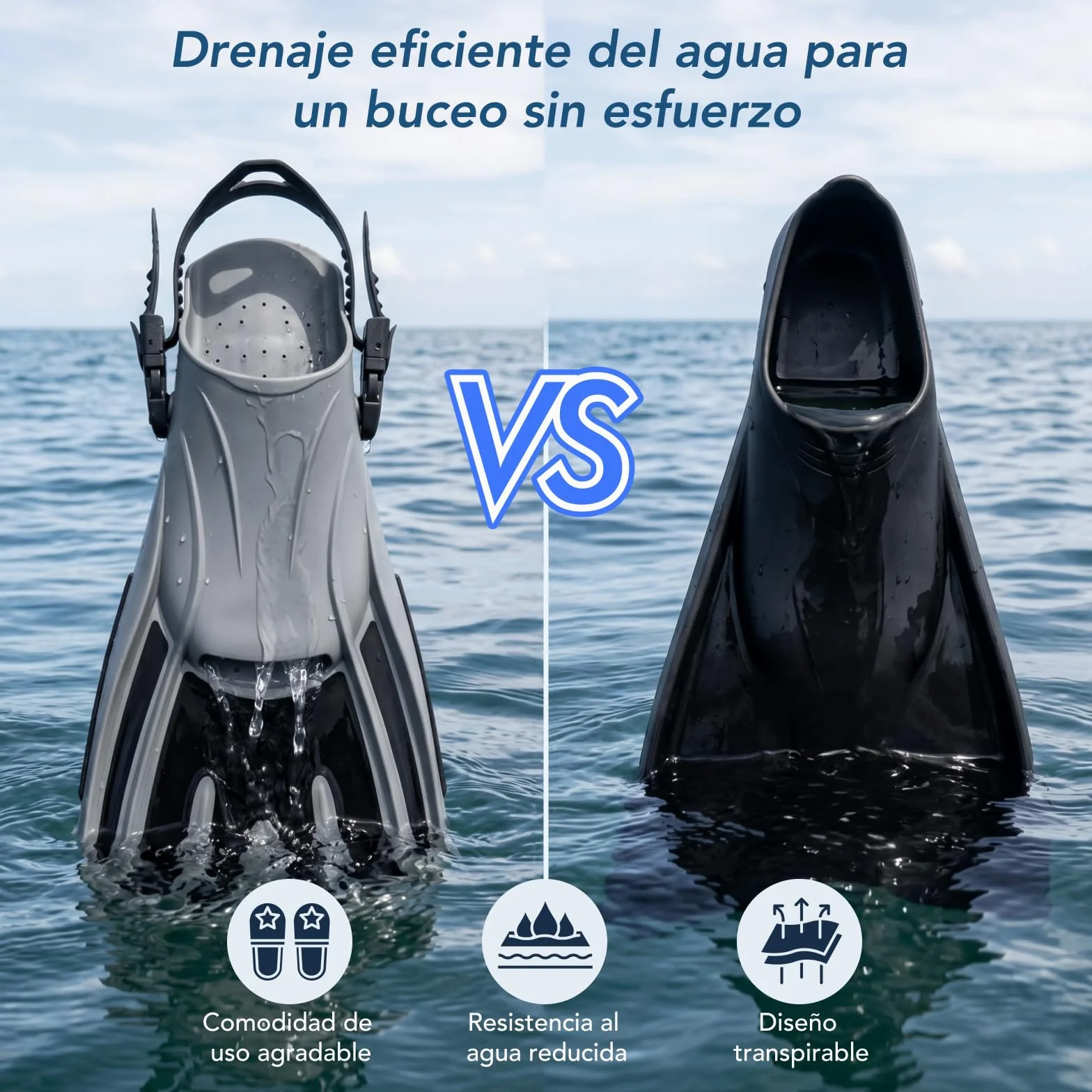 TOMSHOO Aletas de snorkel cortas ajustables con talón abierto para adultos, hombres, mujeres para bucear, bucear, viajar