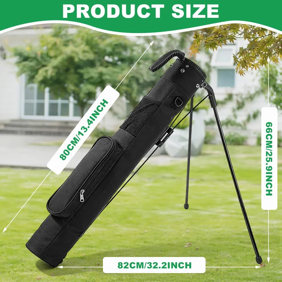 Bolsa de golf Range Bag para hombre: peso ligero de 2,2 libras, 3 bolsillos, soporte estable y correa de transporte, ideal para carreras y cursos