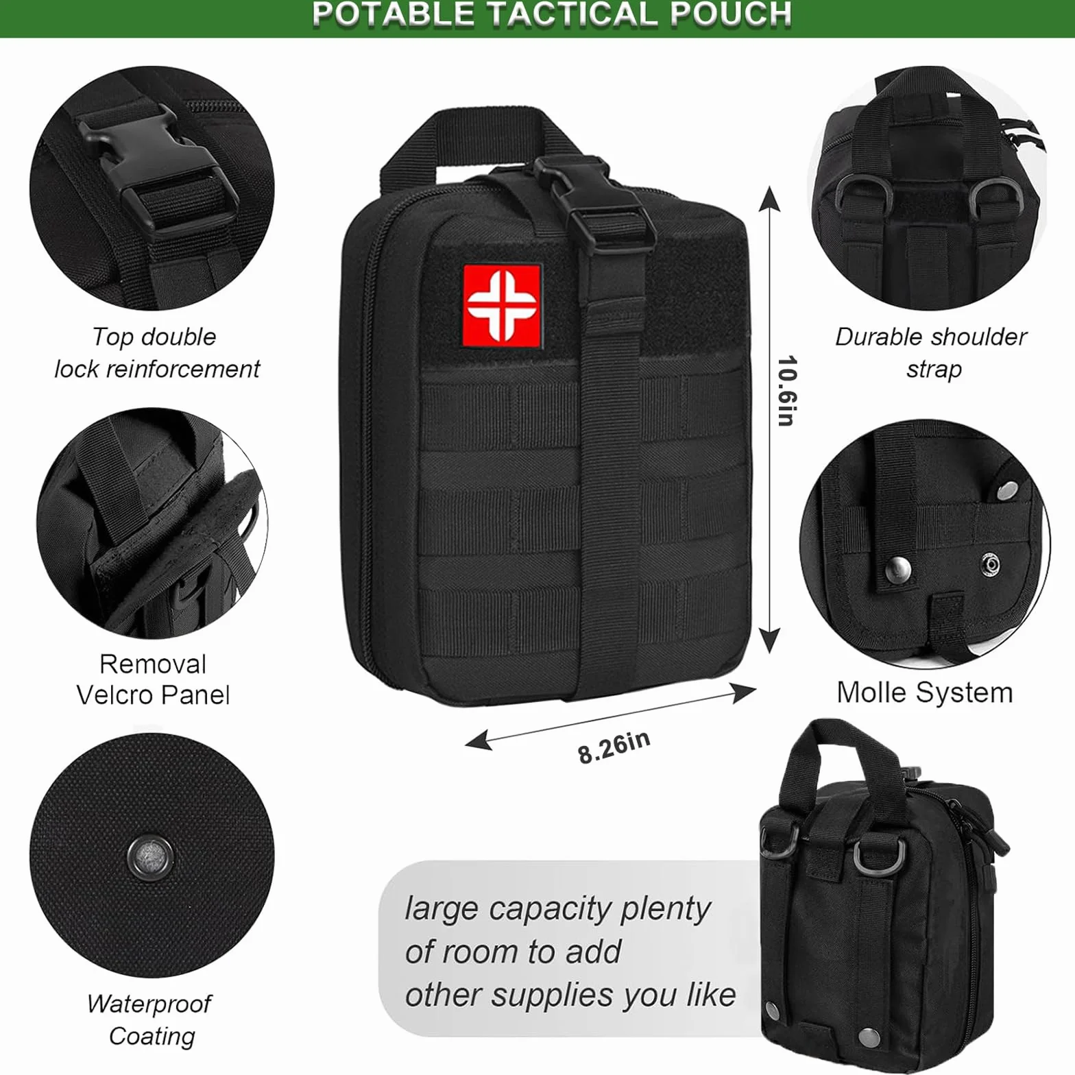 Kit de Supervivencia, Equipo de Emergencia, Kit Supervivencia con Hacha de Martillo Multifuncional, Kit de Emergencia para Viajar Caminar Acampar al Aire Montaña (Negro)