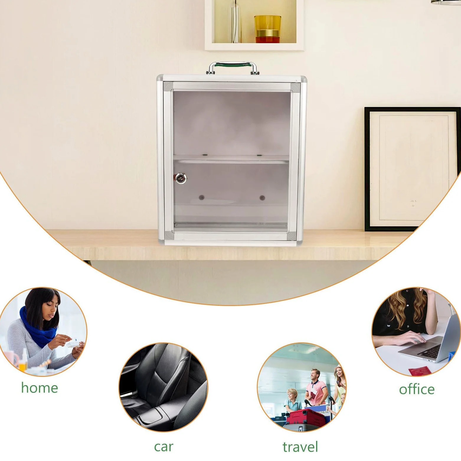 Holibanna Botiquín de Primeros Auxilios para Pared de Aluminio | Diseño Mural Organiza Suministros Ahorro de Espacio Gran Capacidad Puerta Transparente Adecuado para Oficina y Coche