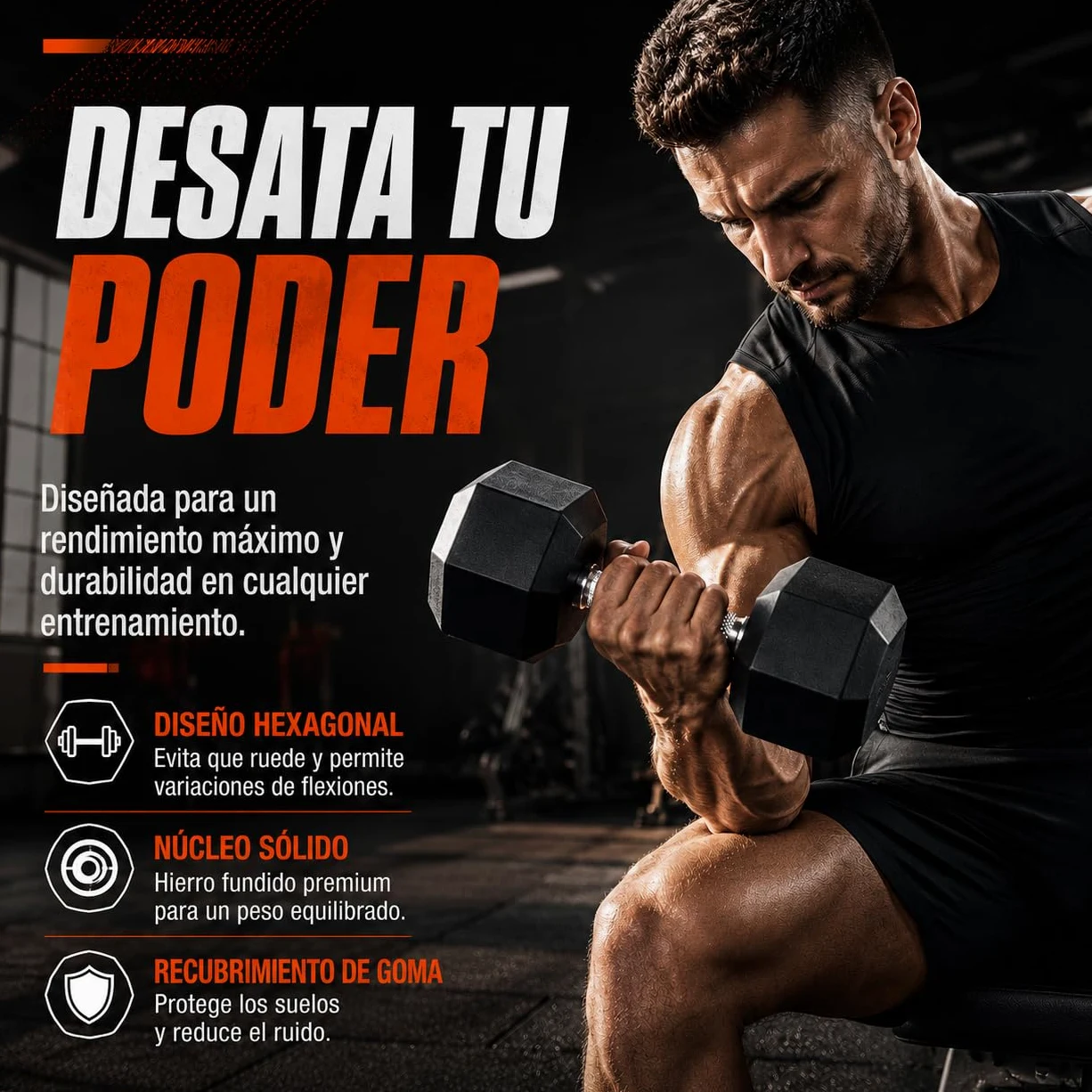 Mancuernas Hexagonales – Set de pesas y mancuernas de hierro fundido con recubrimiento de goma, para mujer y hombre, musculación fitness gimnasio en casa, 1/2/3/4/5/6/8/10 kg (par) y 12.5/15/20 kg