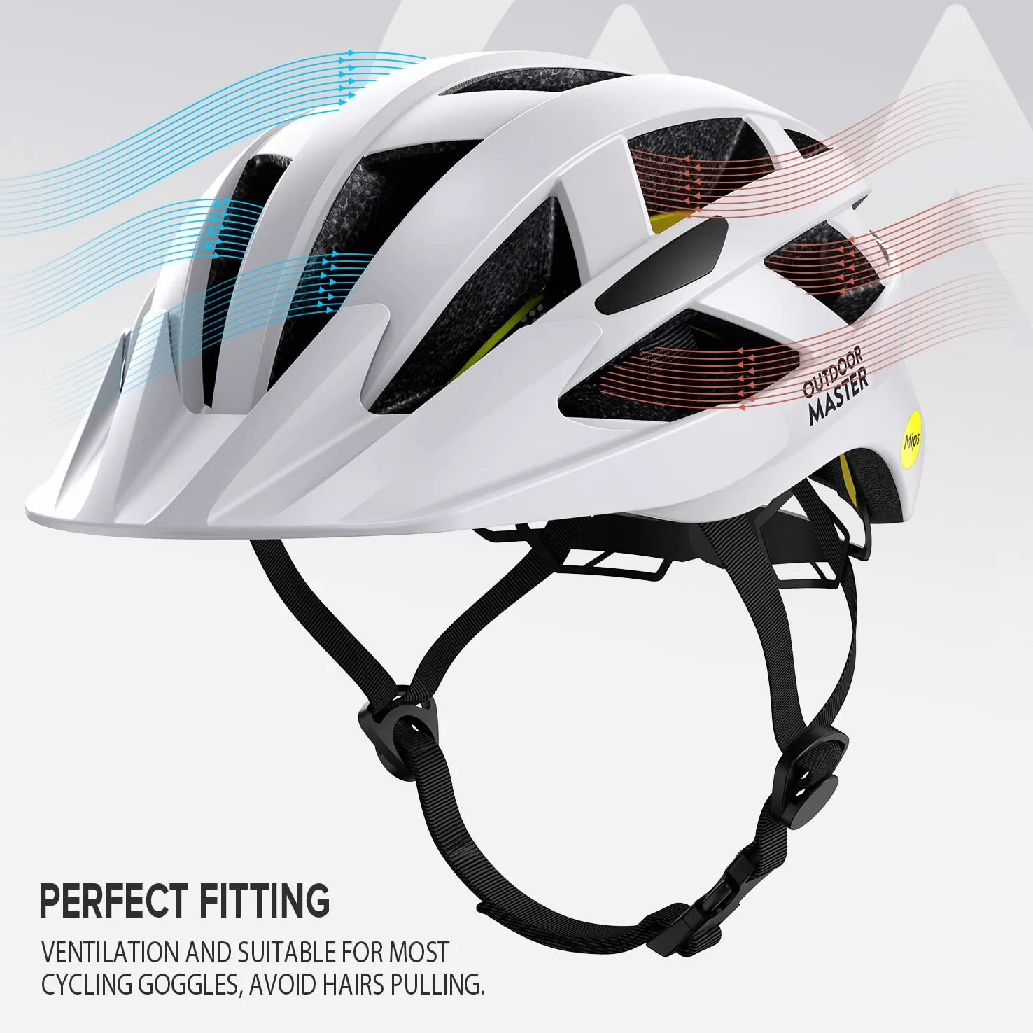 Outdoor Master - Casco de bicicleta para hombre y mujer – Modelo GEM con sistema MIPS, 25 tomas de aire, visera extraíble – Ajuste ajustable – Excelente para ciclismo y monopatín