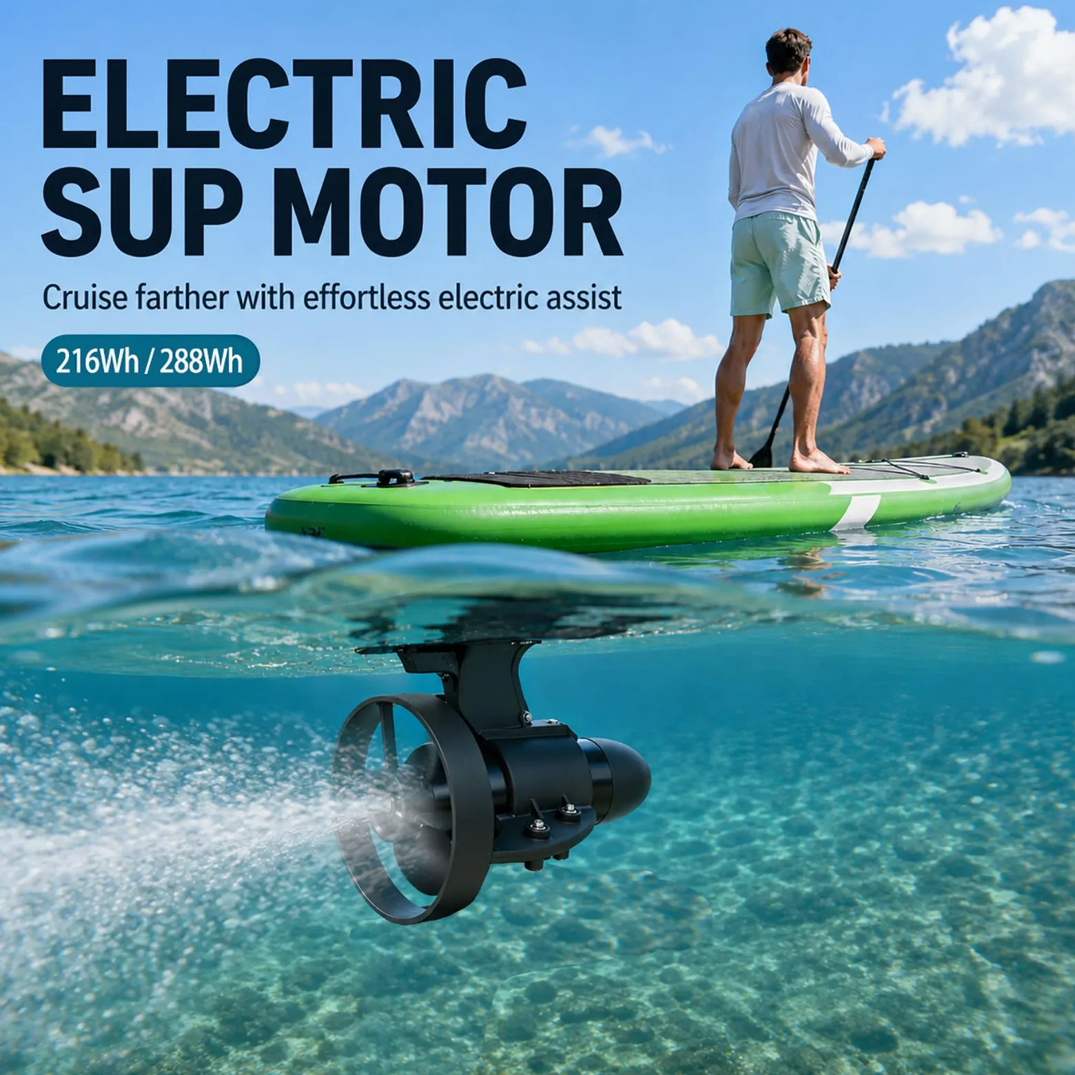 Motor Paddle Surf Electrico para Sup y Kayak, Motor para Paddle Surf con Control Remoto, Compatible con Caja de Aleta 9 Pulgadas D260
