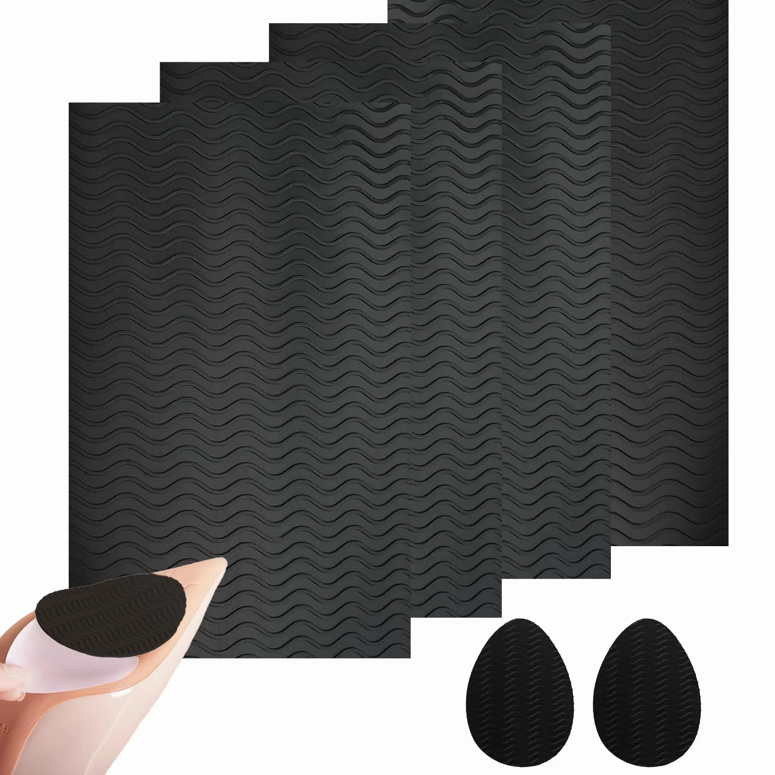 Protectores para Suelas de Zapatos Antideslizantes, Plantillas Autoadhesivas, Reducción de Ruido, Negro
