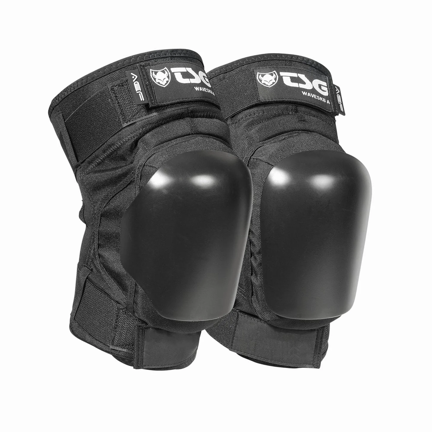 TSG Wavesk8 A Rodillera - Surf, protección de rodilla de patín, rígida, extraíble ACF, acolchado lateral, forro NBR antideslizante, nailon resistente al desgarro, correas de velcro, puños antideslizantes, preformados, espalda abierta, negro