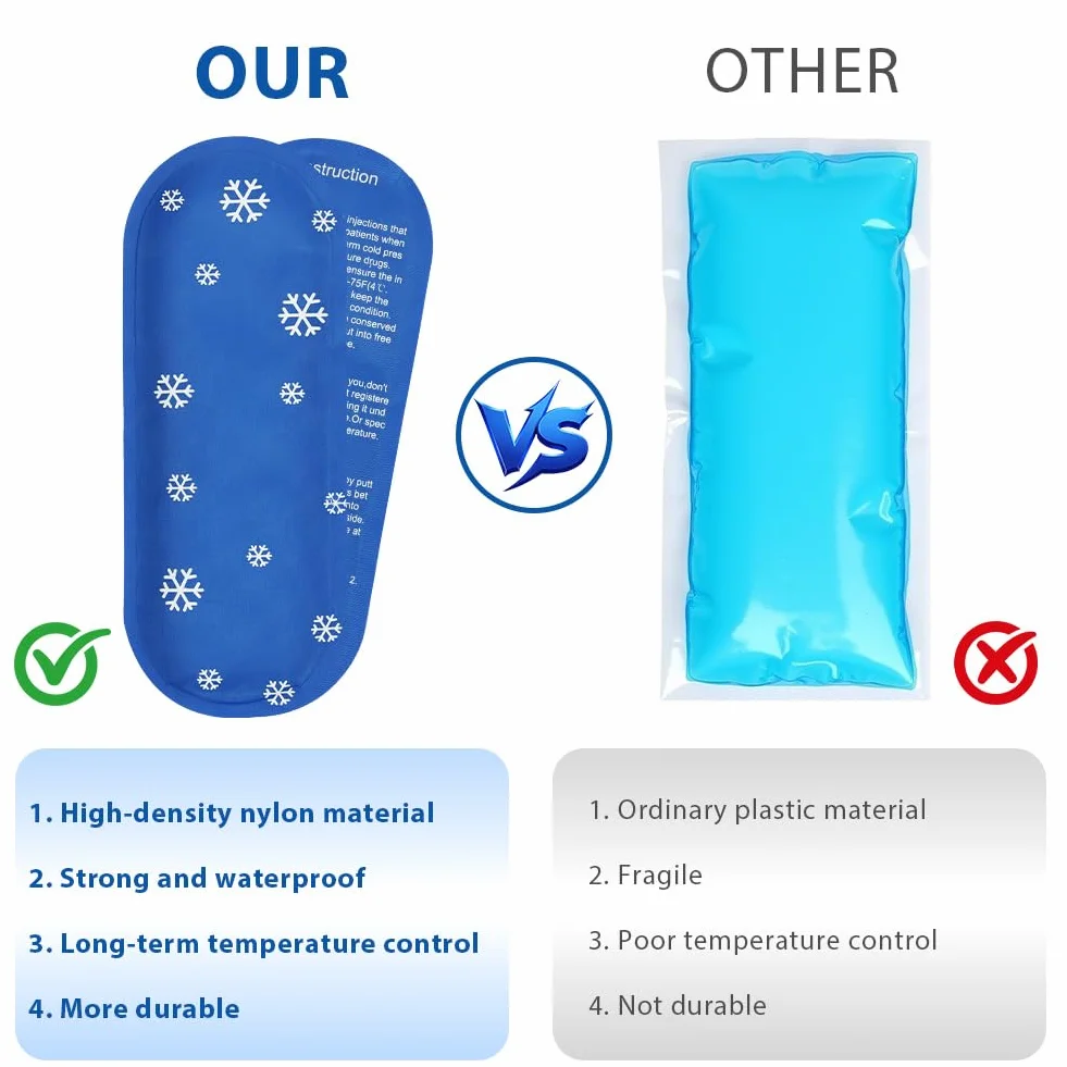 Bolsa de Gel Frio Reutilizable 2 PCS Nylon para Viajera, Estuche Medicamentos Diabetes y Refrigerador Insulina