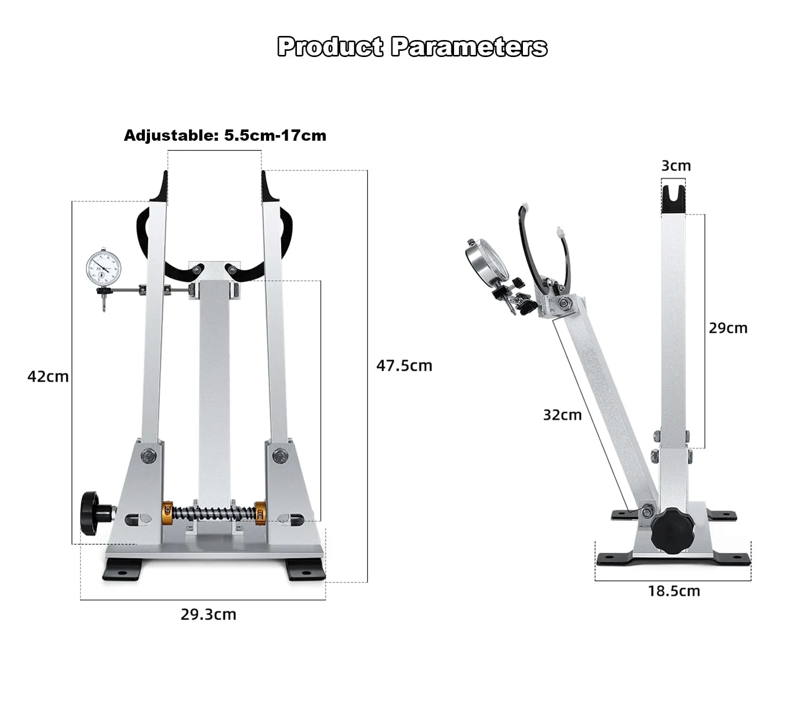 Genérico Soporte de centrado de Ruedas de Bicicleta, Soporte de reparación de Bicicletas Ajustable de Aluminio, Mantenimiento Profesional de Ruedas de Bicicleta de 16 a 29 Pulgadas y 700C
