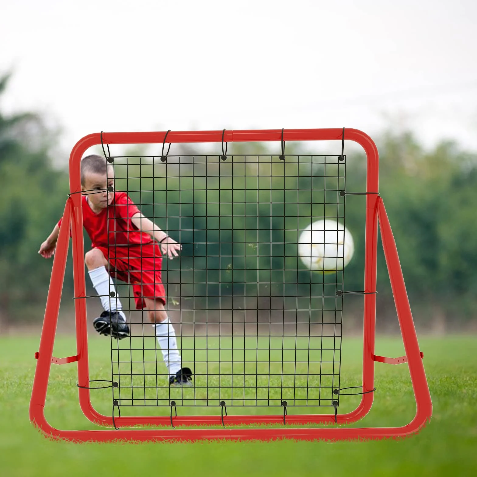 Red de rebote de fútbol, red de rebote para entrenamiento de fútbol, béisbol, tenis, ajustable, 5 niveles, plegable, para futbolín, atleta, para niños (100 x 100 x 65 cm)