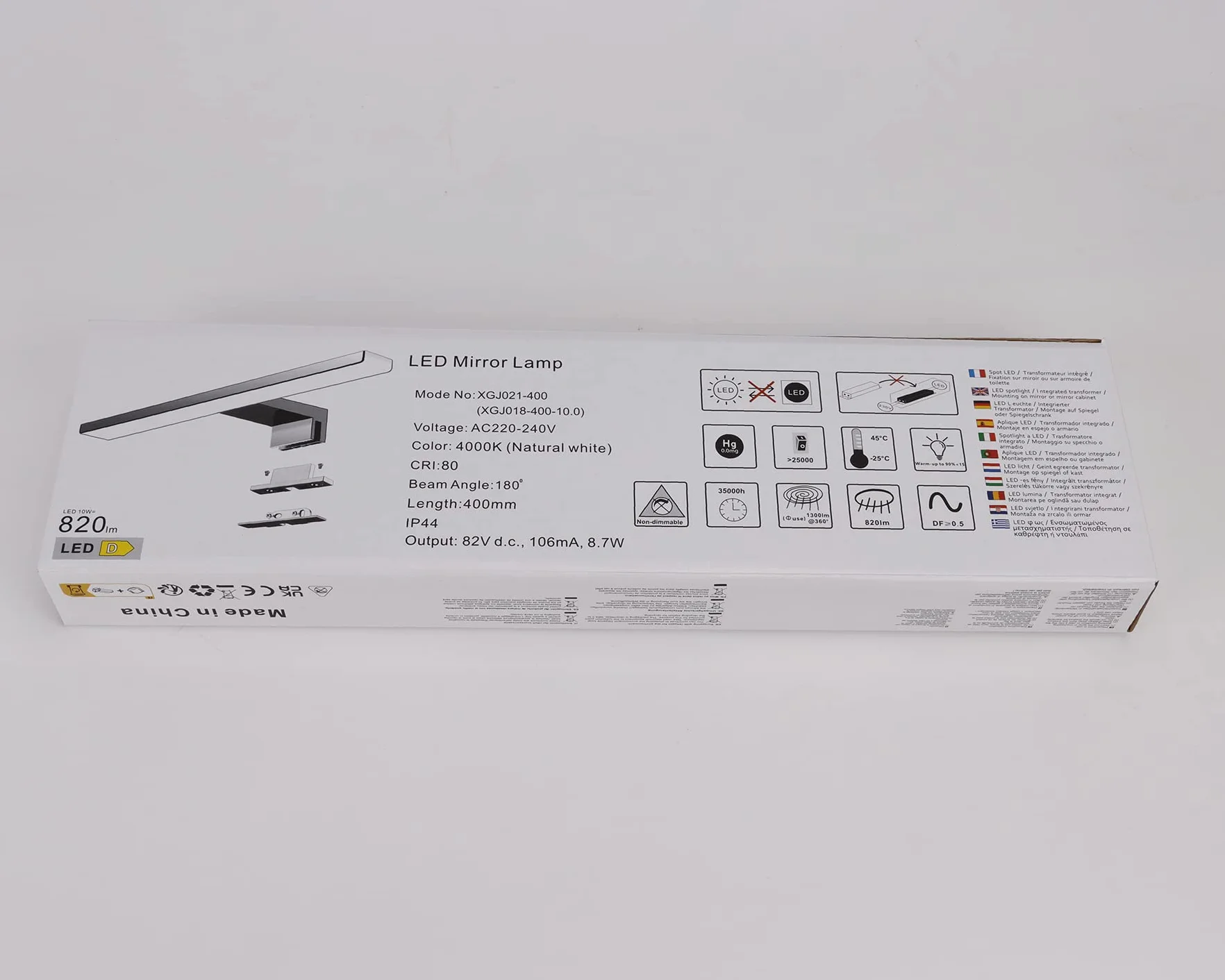 Lámpara LED Baño 40 cm 10 W 820 lm 4000K 230 V Acero Inoxidable