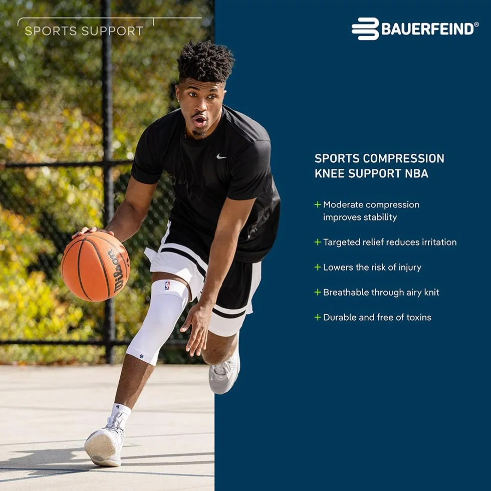 BAUERFEIND Sports Compression Knee Support NBA Rodillera Deportiva, Unisex Adulto