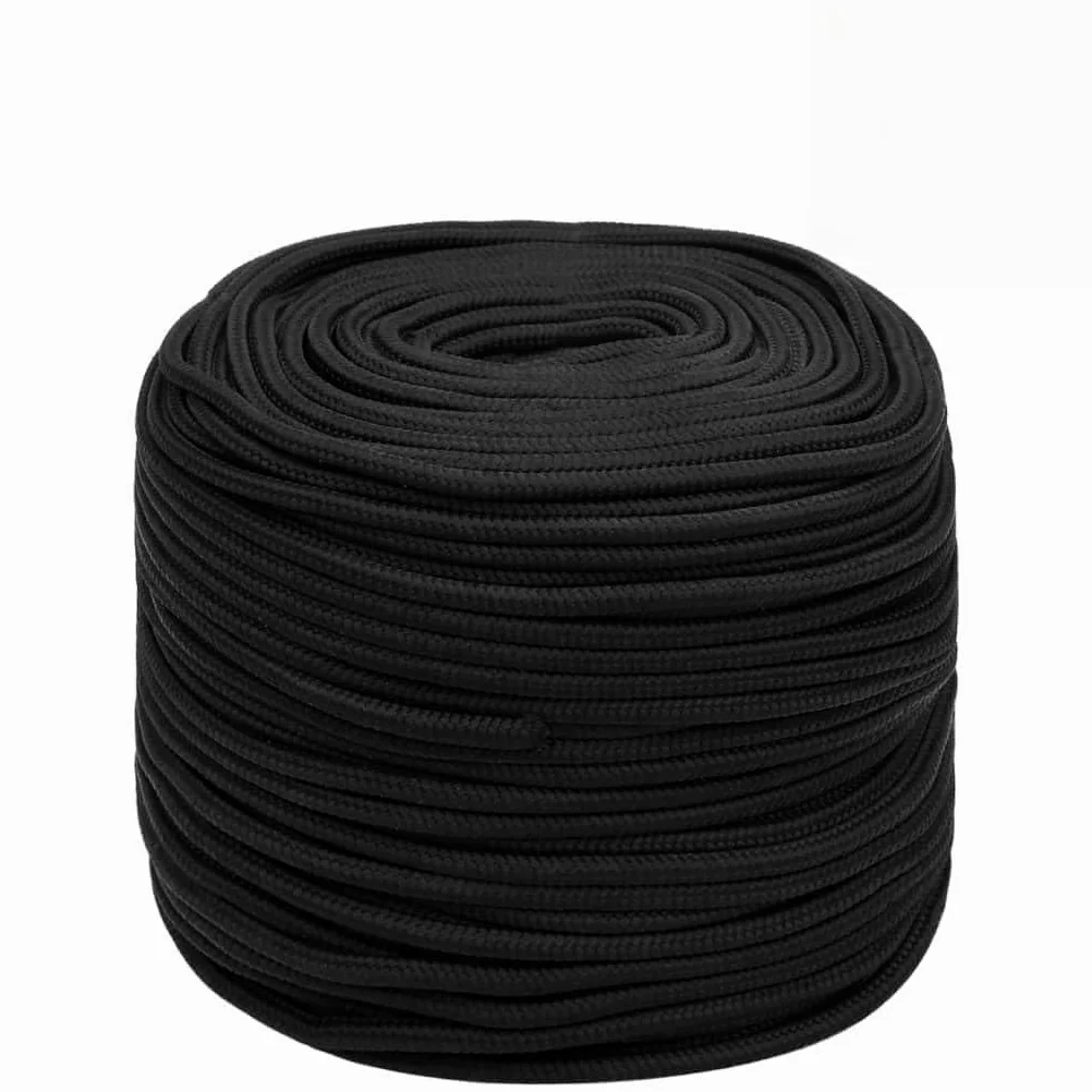 Cuerda de polipropileno negra de 10 mm 100 m para yate, barco, amarre, amarre, para exteriores, camping, amarre