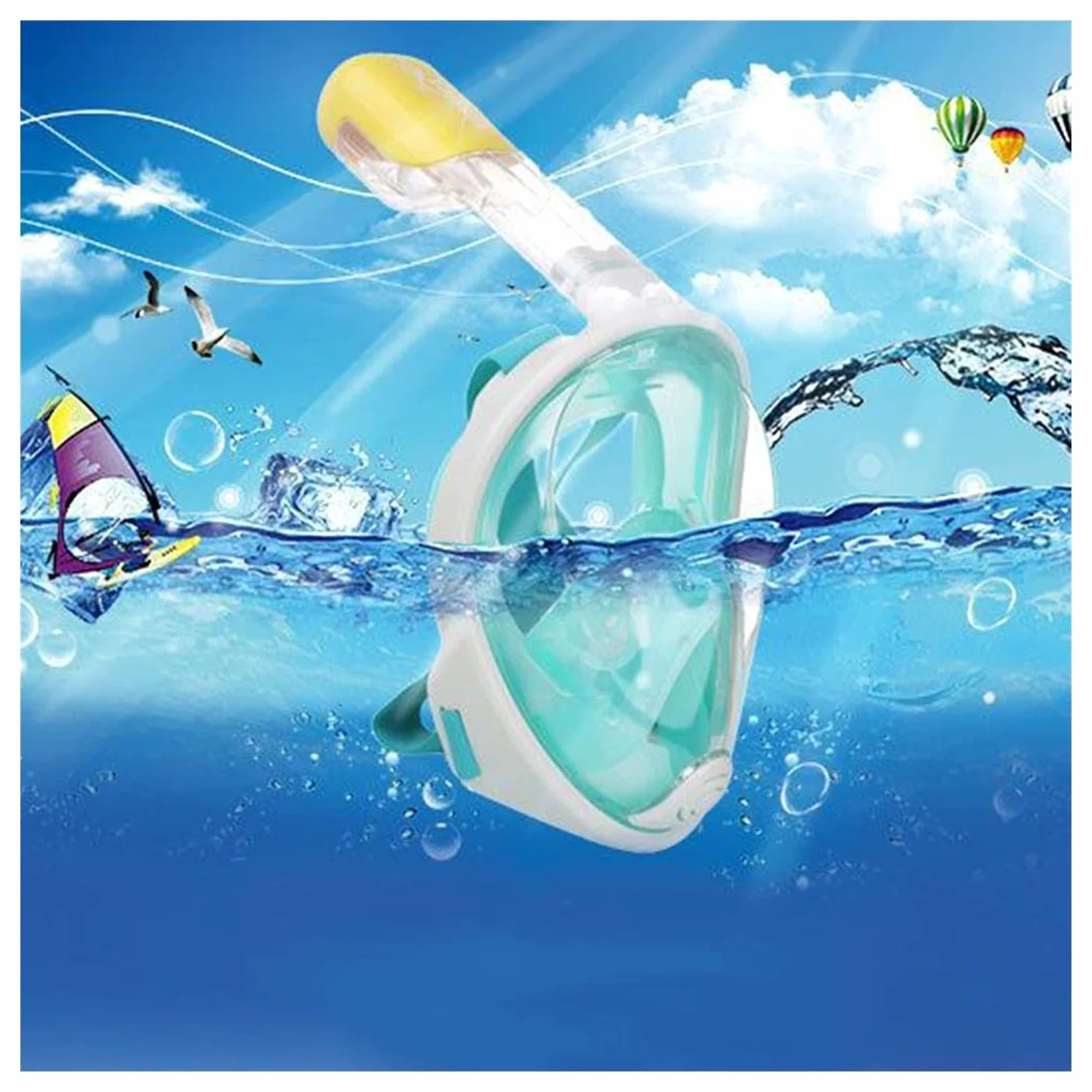 Scuba Swimming Mask Full Face Anti Fog Snorkeling Máscara de Buceo Pesca submarina Máscara Gafas (Azul Talla única) (BK Talla única)
