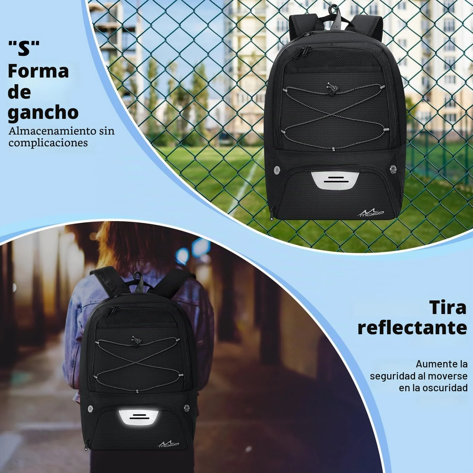 MoKo Mochila de Baloncesto con Compartimentos Separados para Pelotas y Zapatos