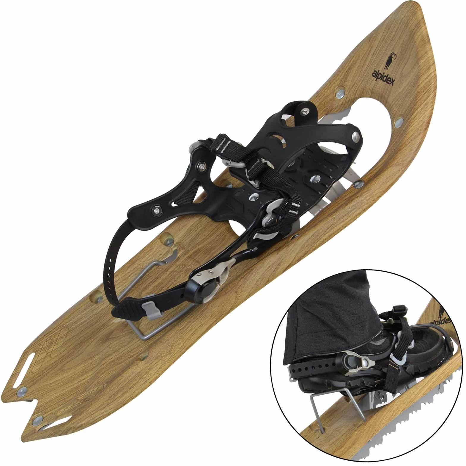 ALPIDEX Raquetas Nieve Estilo Madera Vintage Bolsa Transporte Bastones Carbono