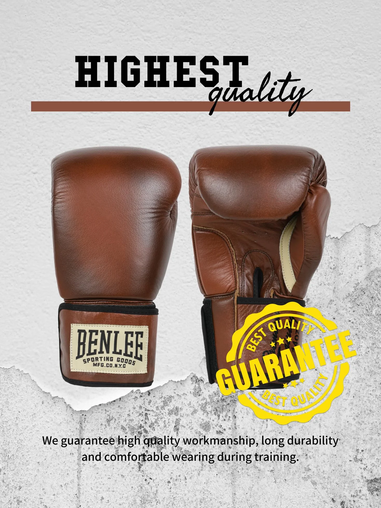 BENLEE Guantes de Boxeo de Cuero Premium Training