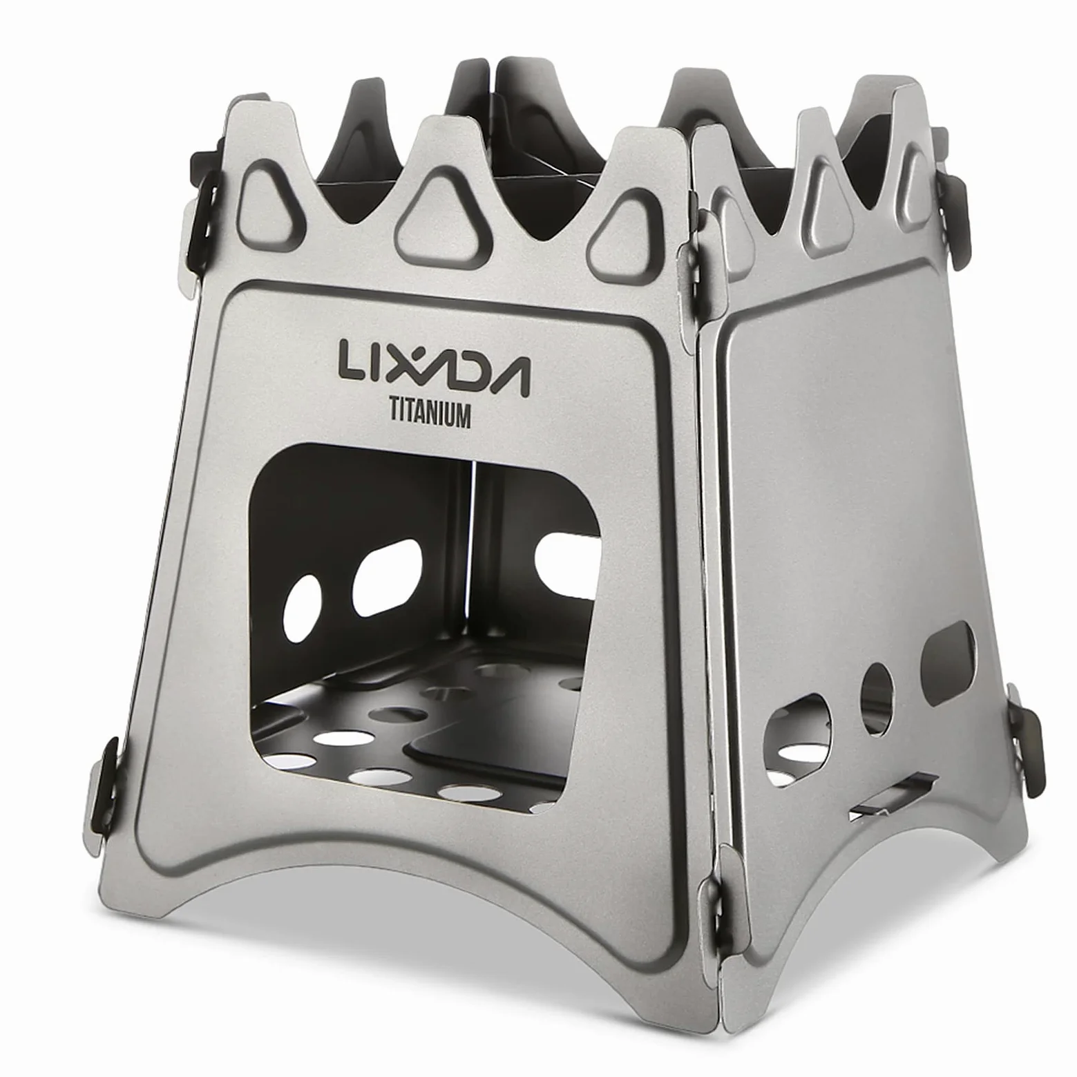 Lixada Camping Estufa de acero inoxidable plegable mochila estufa de madera mini barbacoa parrilla con bolsa de transporte para camping senderismo cocina