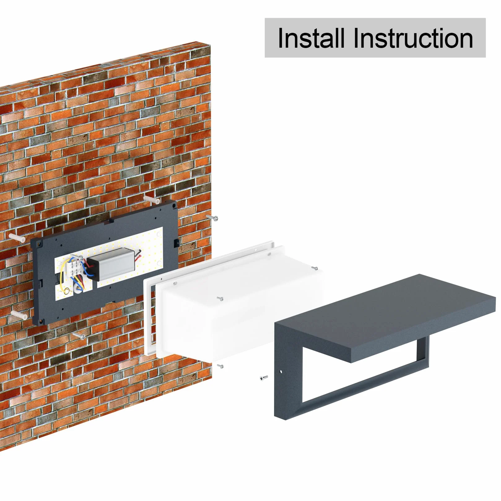 Klighten 24W 3000K IP65 Aplique LED Exterior Aluminio Rectangular Antracita