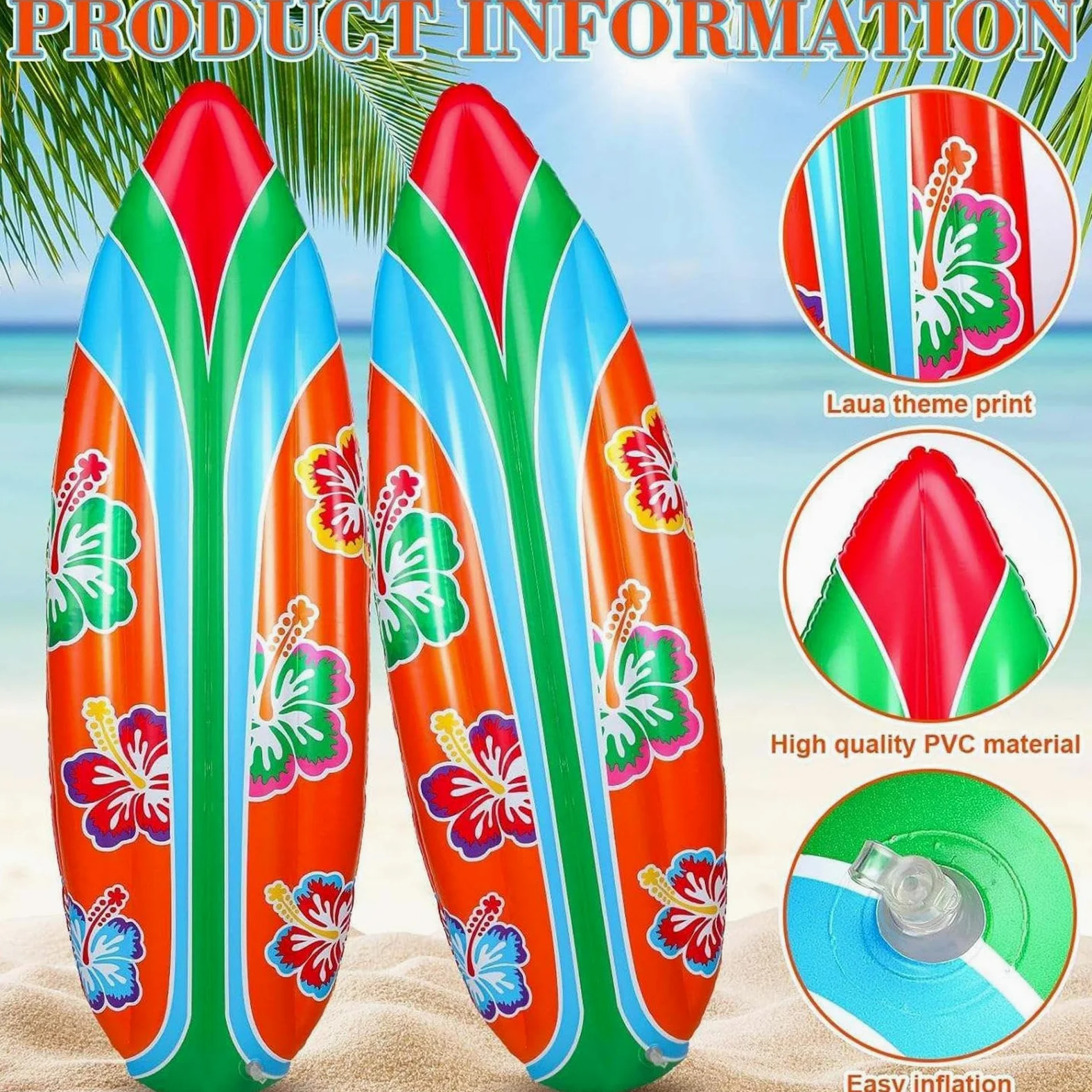 Tabla De Surf Hinchable 2 Piezas Juguete Hinchable Piscina | Tabla De Surf Hinchable Para Niños Para Verano Piscina Exterior Aire Libre Juegos Acuáticos Y Decoración Jardín Niños