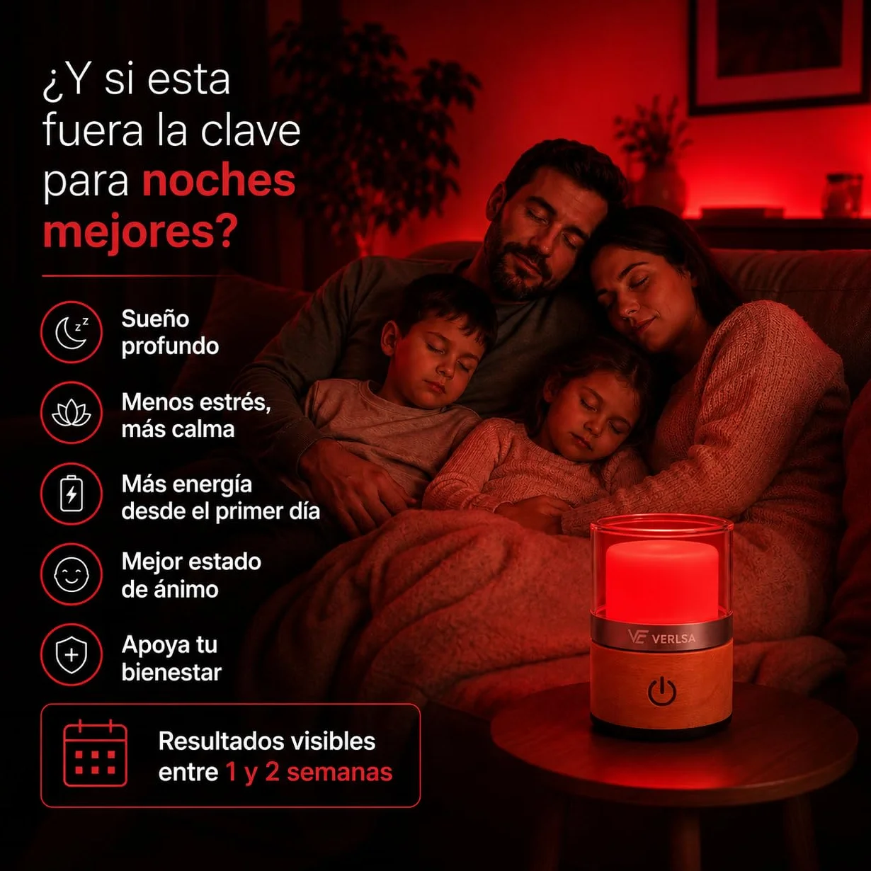Lámpara Luz Roja Nocturna 660nm Terapia de Luz Roja Recargable Timer 30-60 min
