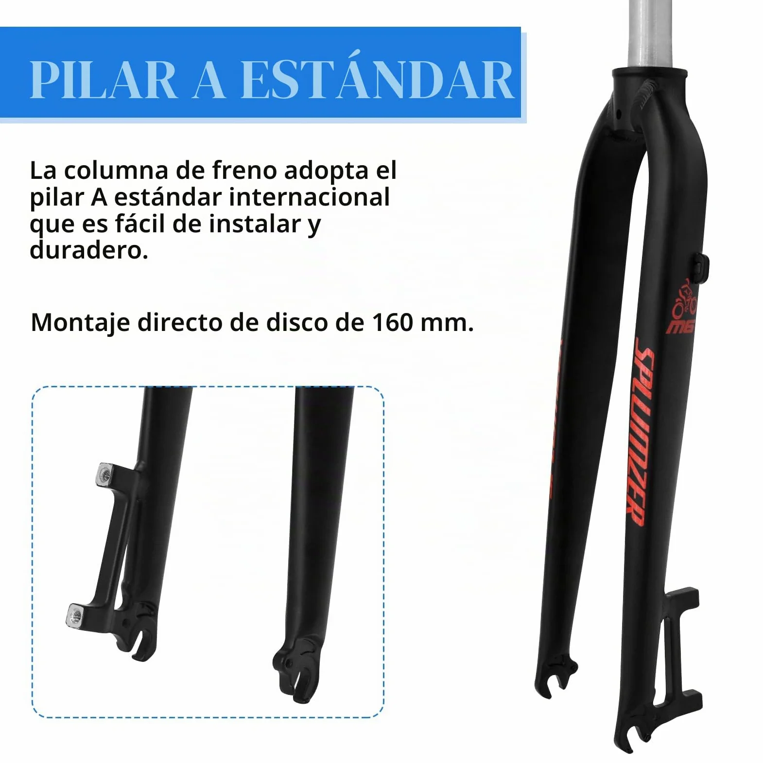 Horquilla MTB de Freno de Disco rígido de aleación de Aluminio de 1-1/8 "26/27. 5/29", Horquillas Delanteras de Bicicleta de montaña superligeras de Tubo Recto sin Rosca de 28,6mm