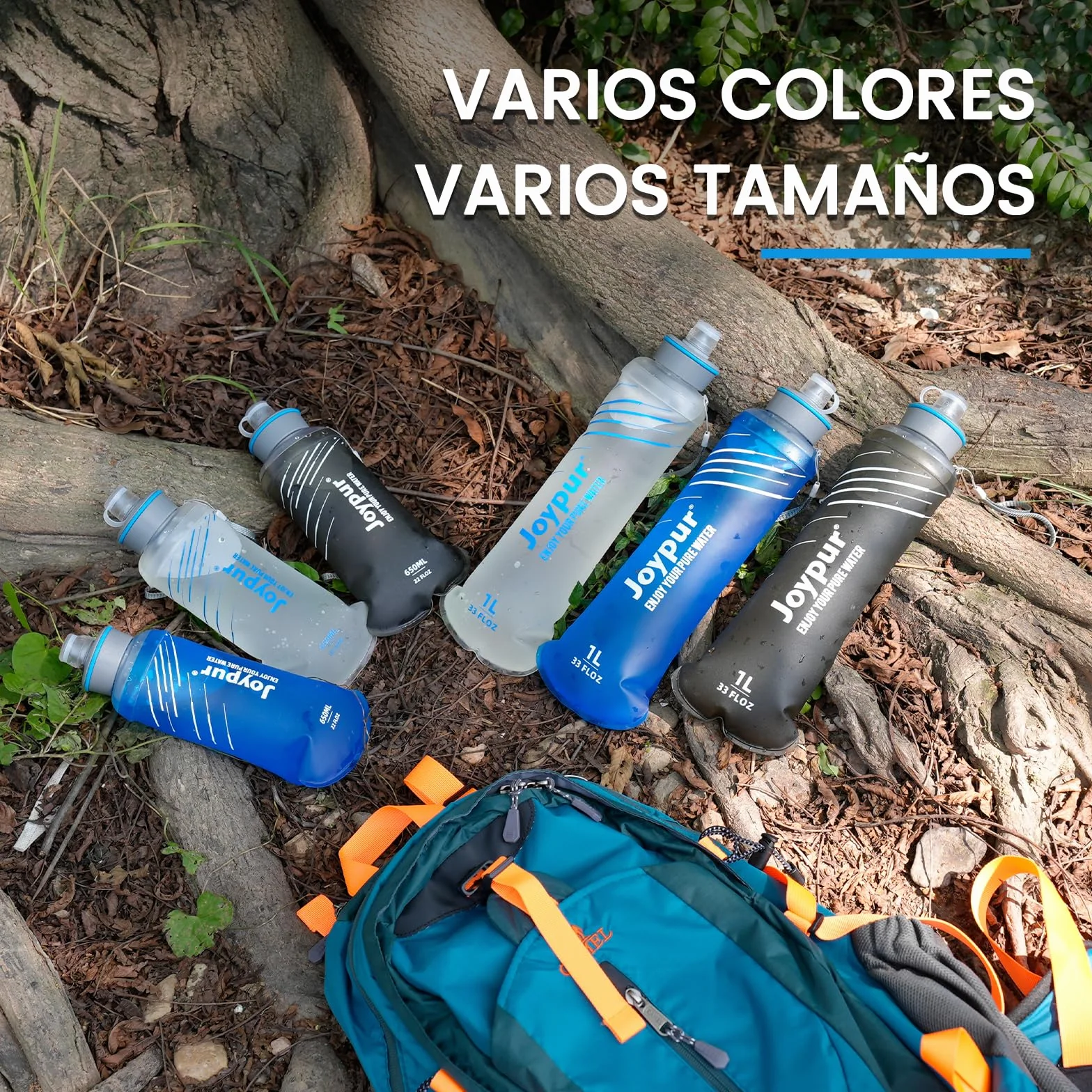 Botella Plegable Filtro de Agua 1000ml 0.01µm 5000L Ultraligero 100g para Acampar Senderismo Mochila Viajes Blanco
