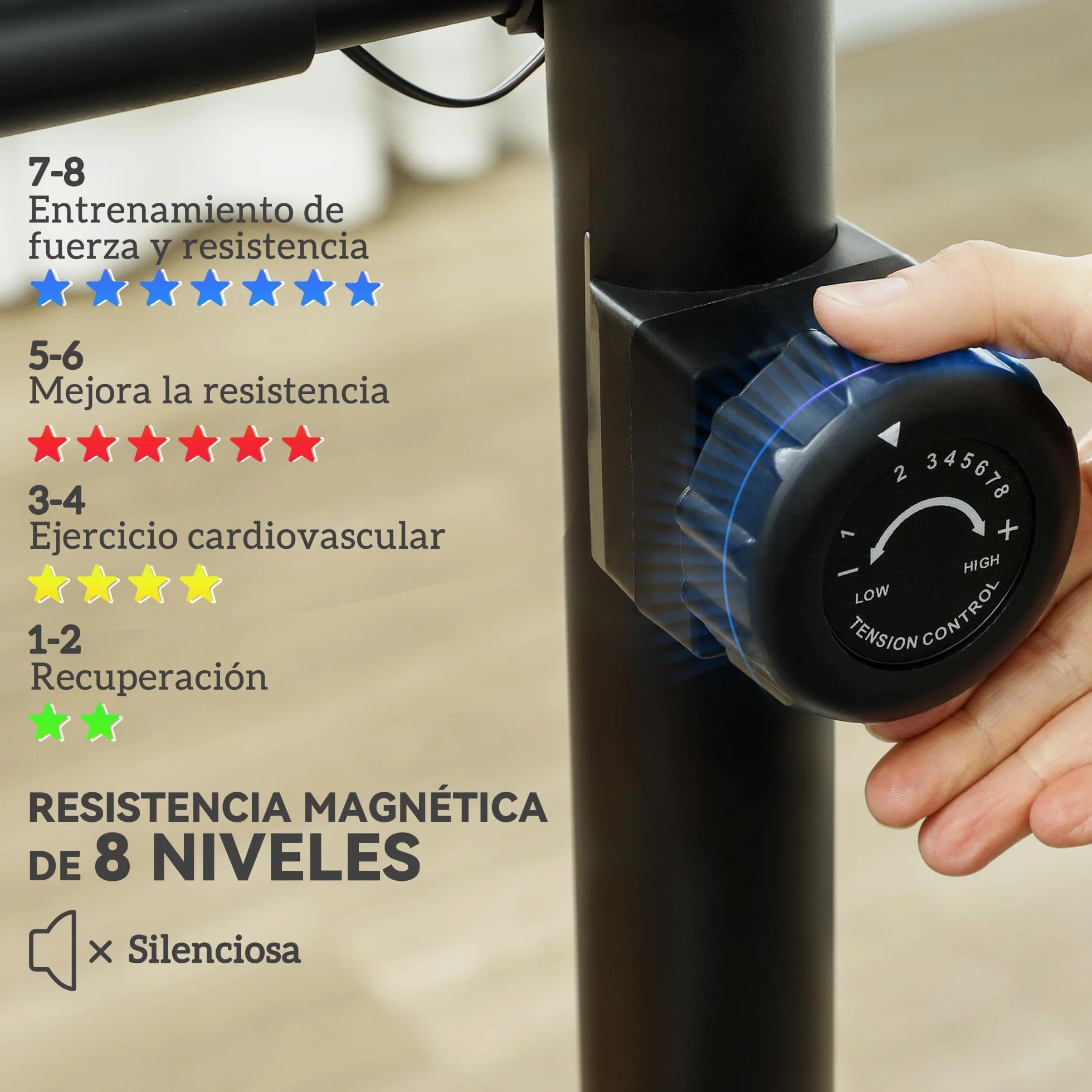 SPORTNOW Bicicleta Estática en Casa con Resistencia Magnética Ajustable Bici Estática Silenciosa con Volante Sensor de Frecuencia Asiento Regulable Pantalla LCD y Soporte de Teléfono Carga 100 kg