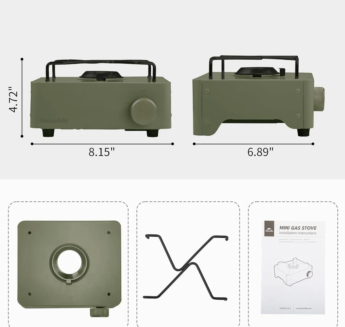 Naturehike Mini estufa de gas portátil para camping para senderismo y viajes, diseño compacto, compatible con recipientes de butano y propano