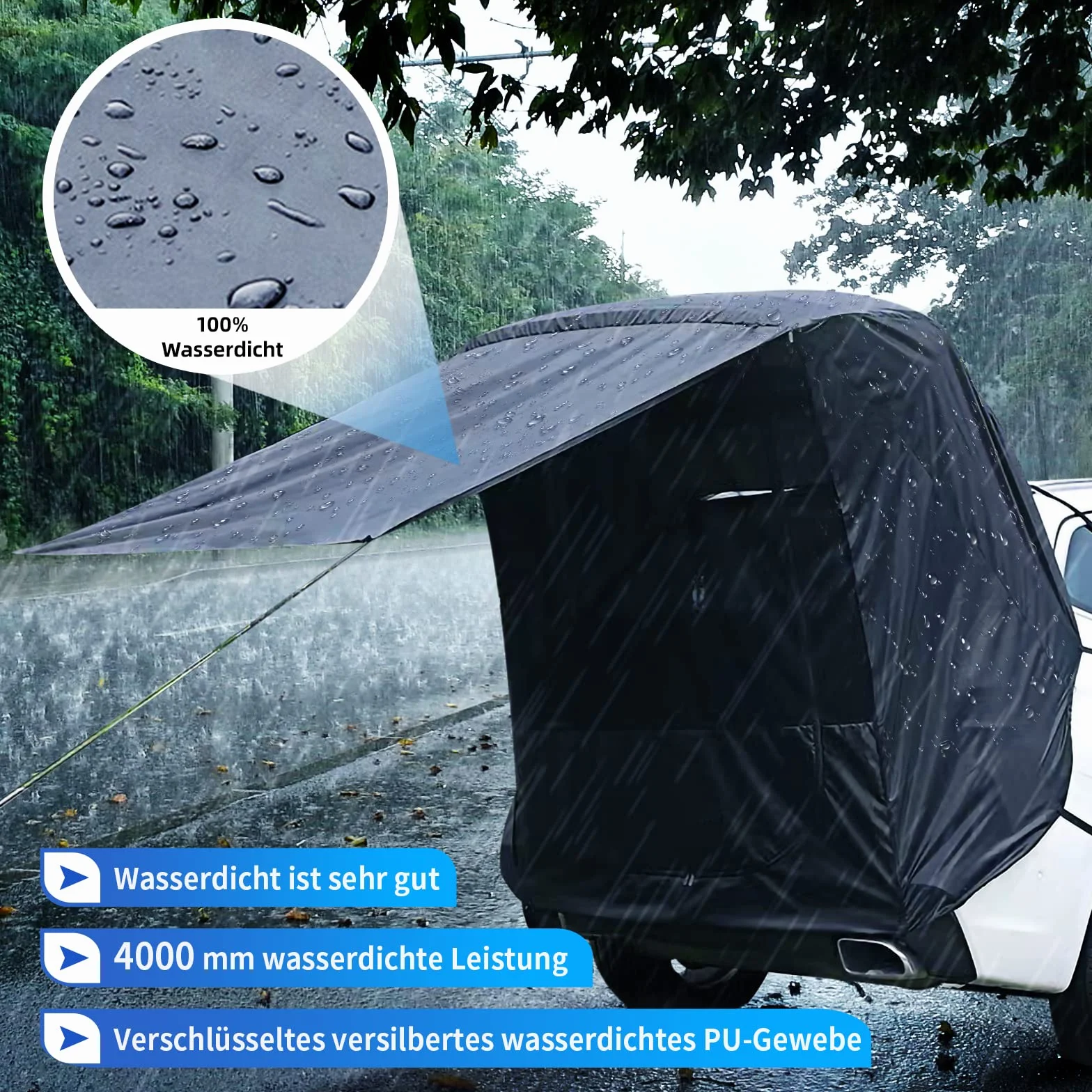 Carpa para Auto Apto para Cualquier Tipo de Coche, Tienda de campaña para Coche Malla para Repelente de Mosquitos, Toldo Coche Disfruta de Acampar, Fácil configuración en 5 Minutos (L)