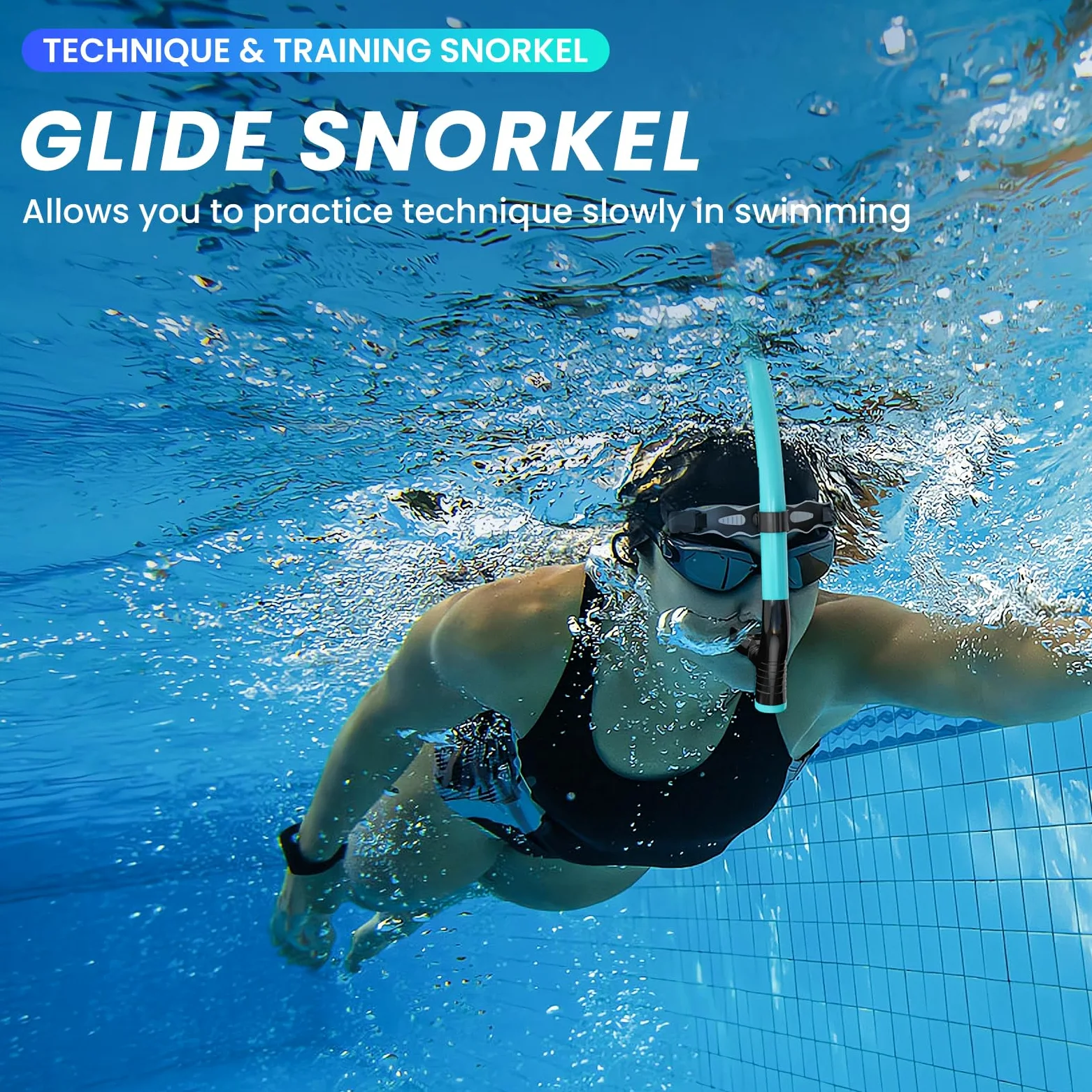 Snorkel Lap Natación Nadador Entrenamiento Buceo Snorkeling para Piscina Aguas Abiertas, Verde