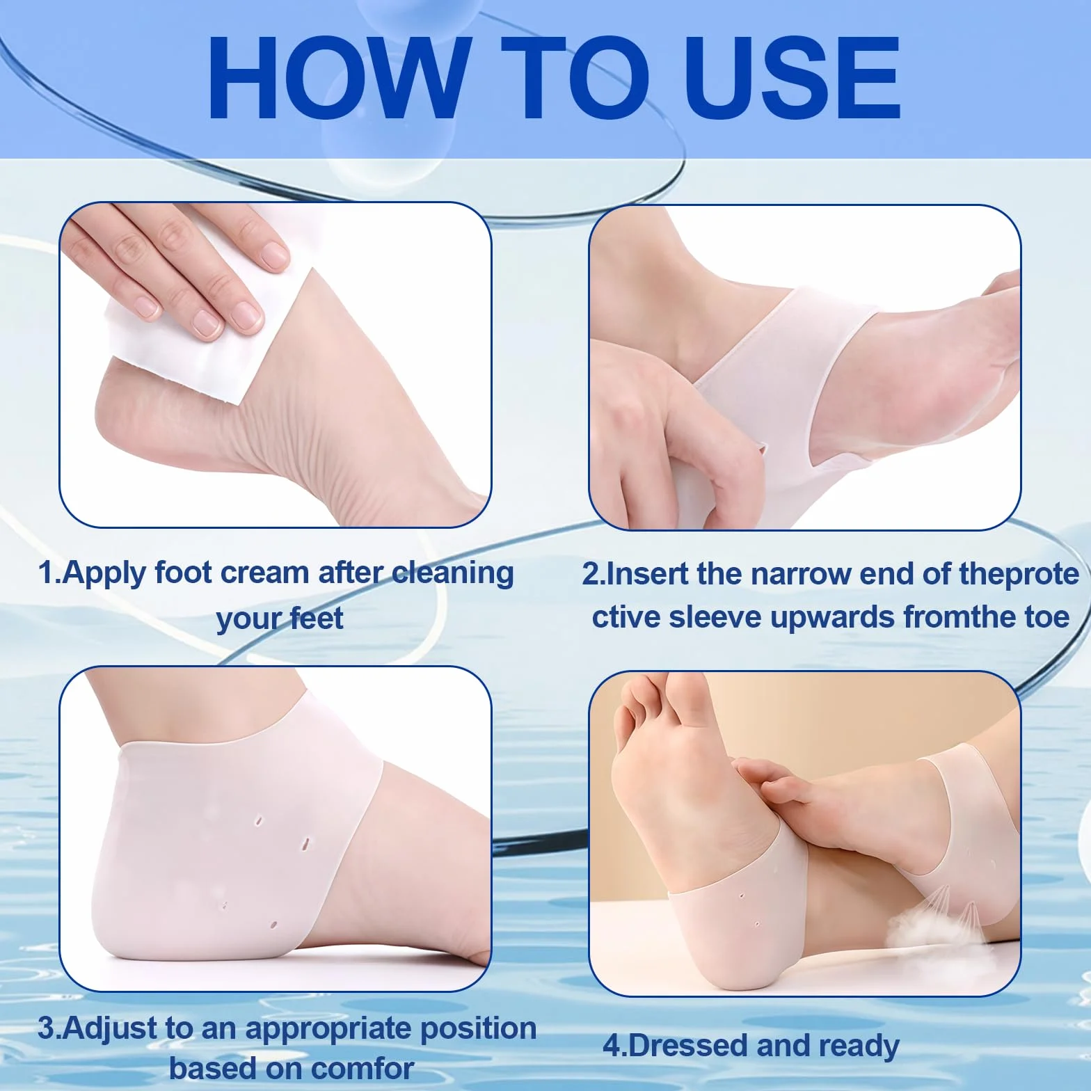Protector de Talon de Silicona Transpirable Ajustable para Aliviar Presion Plantar 3 Pares